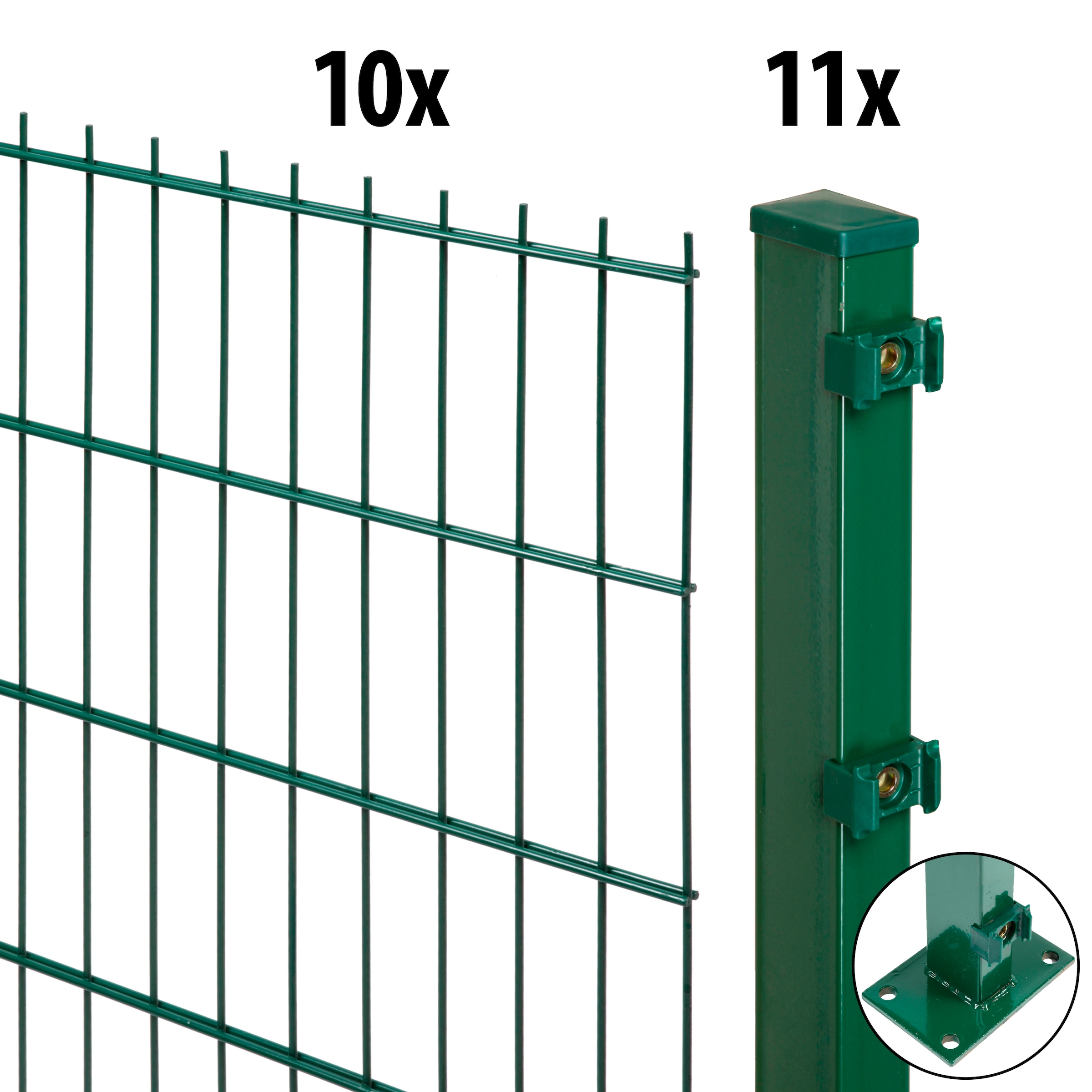 GARDEN 'N' MORE Doppelstabmattenzaun »Excellent« 10 Elemente für 20 m, LxH: 200 x 143 cm, mit 11 Pfosten