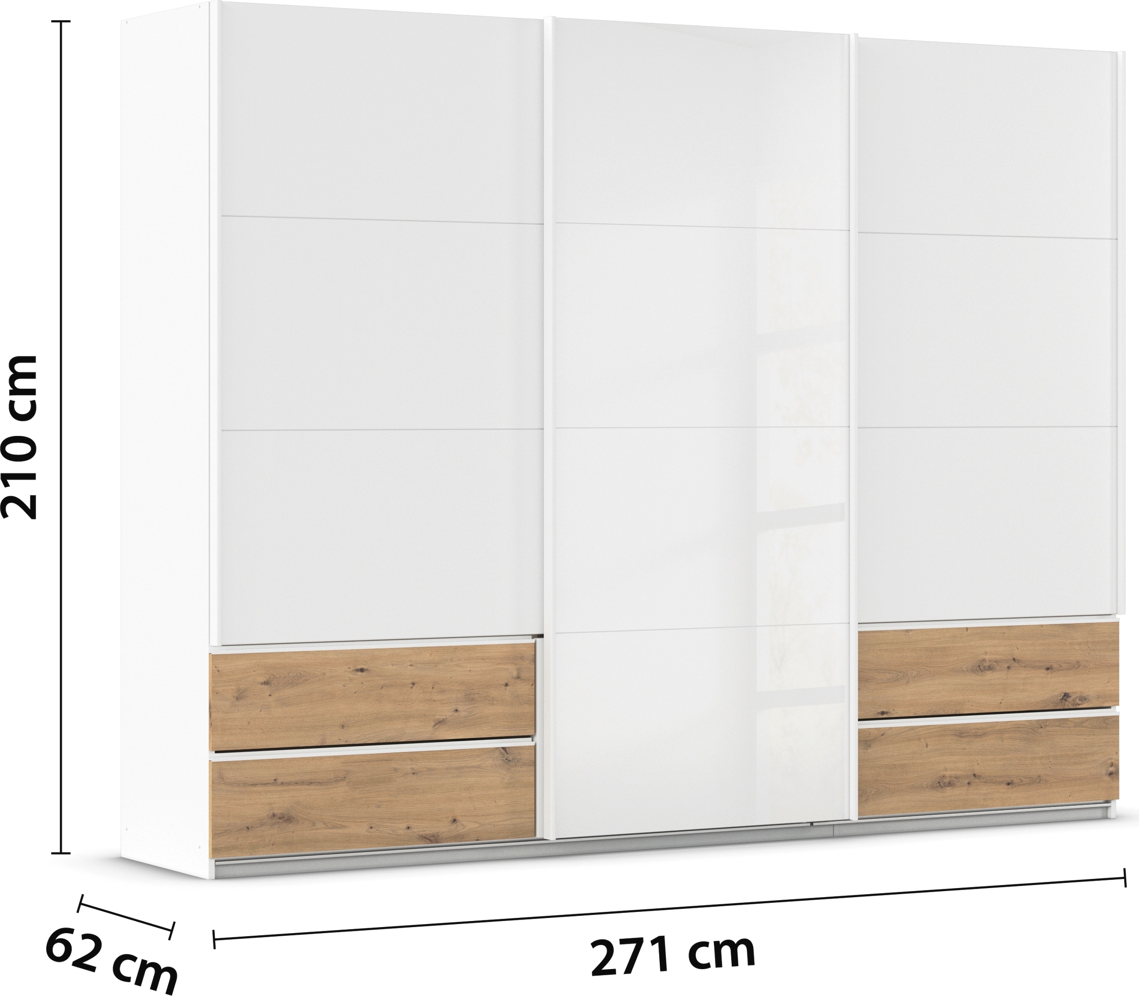 rauch Schwebetürenschrank »Kleiderschrank Schrank Garderobe ELARA Glastür/Grauspiegel«, praktische Schubladen optional farblich abgesetzt MADE IN GERMANY