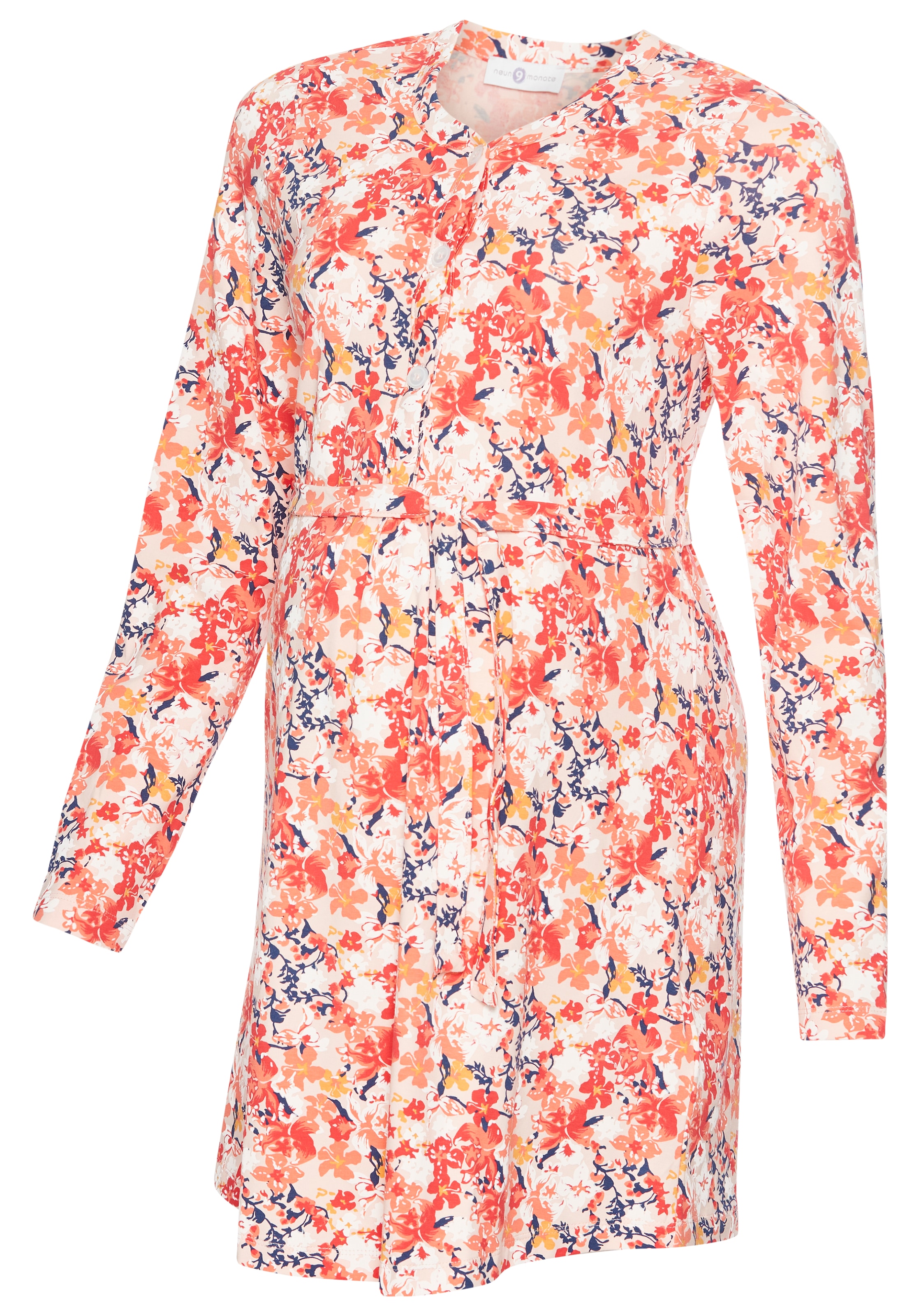 Neun Monate Umstandskleid »Kurzes Schwangerschafts-Kleid mit Knopfleiste, Minikleid«, Shirtkleid mit tiefer Knopfleiste, ideal zum Stillen