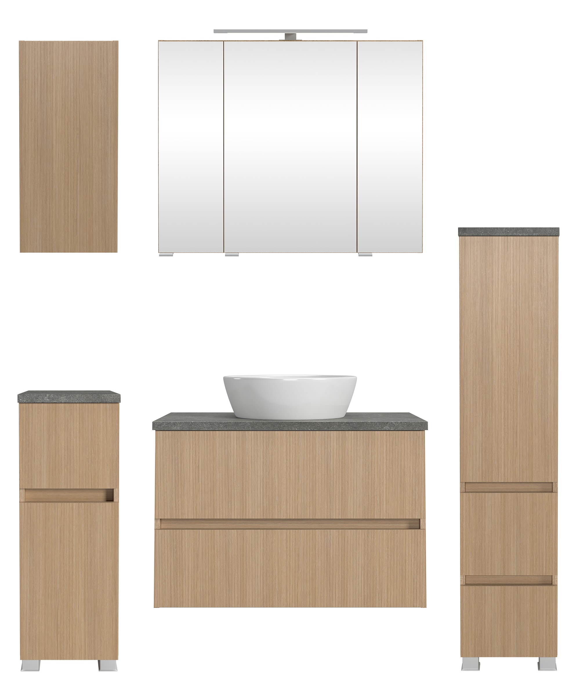 welltime Badmöbel-Set »Set 140 cm breit, Badmöbel mit LED-Beleuchtung«, Hel günstig online kaufen