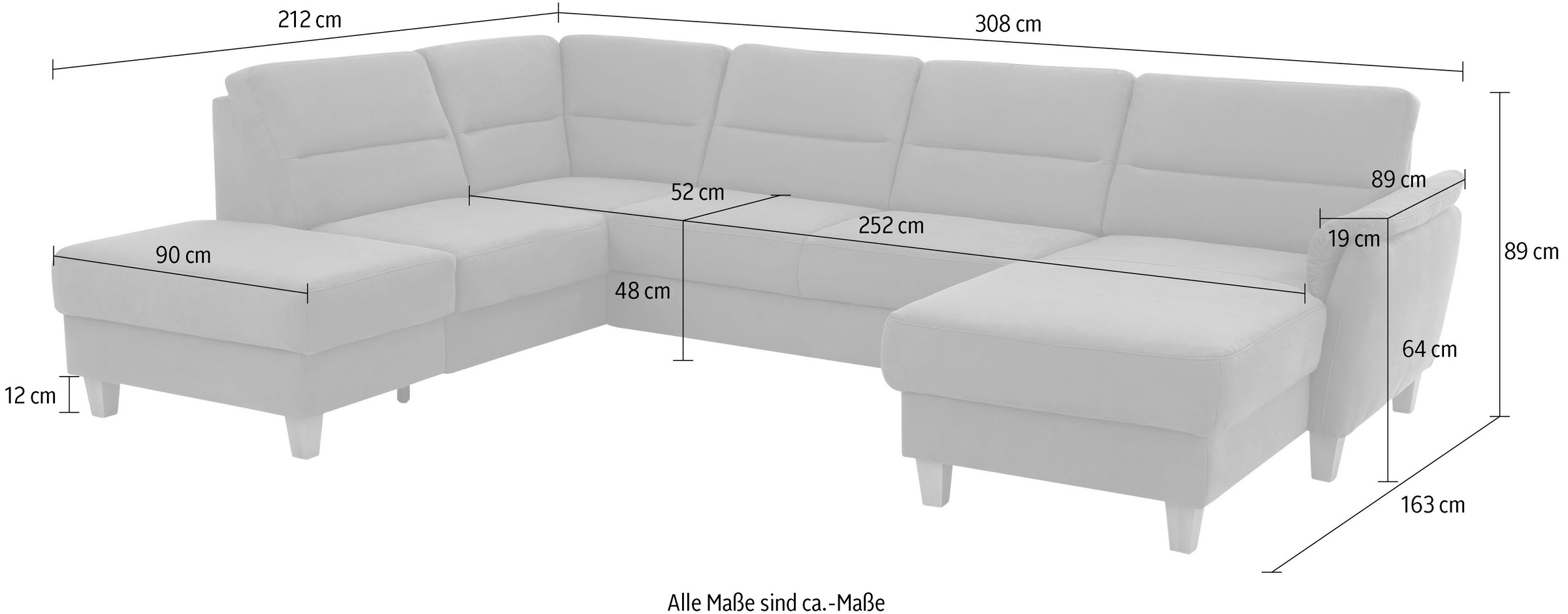 Home affaire Wohnlandschaft »Palmera U-Form«