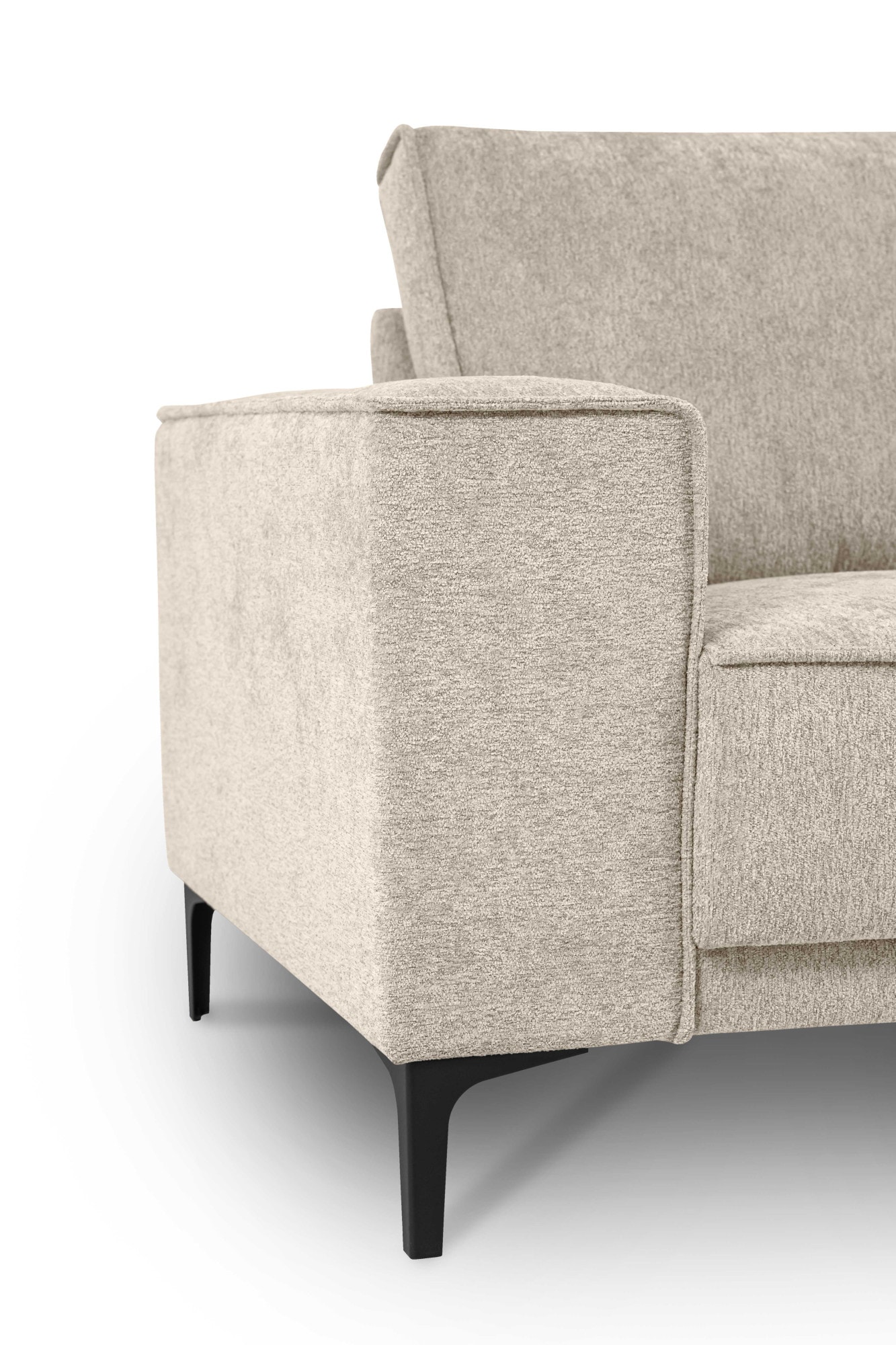 Places of Style 3-Sitzer »3er Sofa Oland, Struktur, Flachgewebe, Luxus-Microfaser, Boucle«, 224 cm, Wellenunterfederung, Skandi-Design, Metallfüße