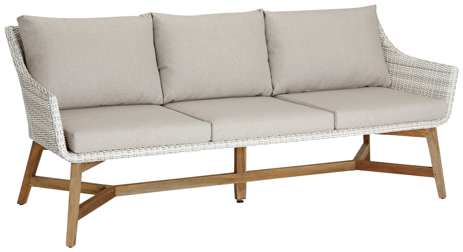 Loungesofa „Paterna“, holzfarben/altweiß B/H/T: 196 cm x 82 cm x 88 cm