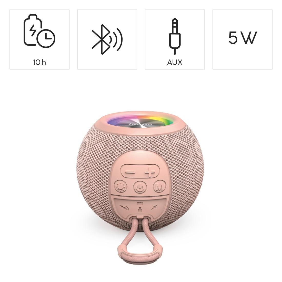 Hama Bluetooth-Lautsprecher »Bluetooth®-Lautsprecher "Ball Shape Speaker", 5 Licht-Modi, 5W«, Integrierte Freisprecheinrichtung