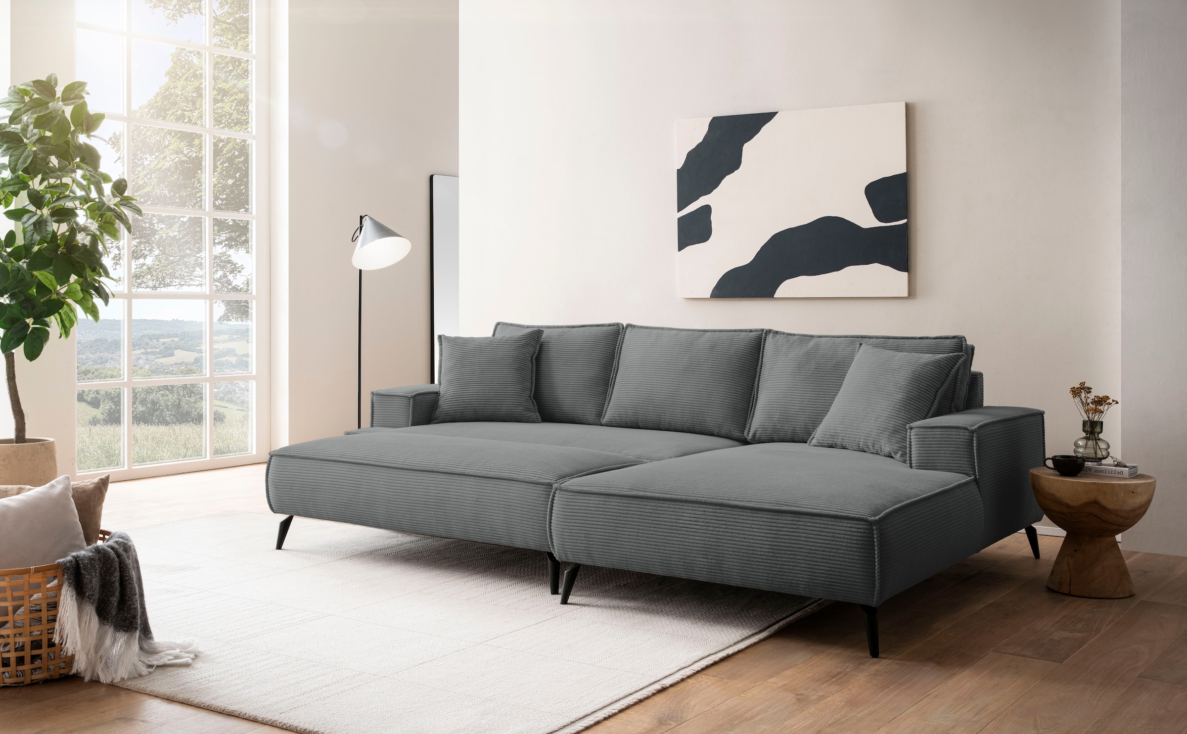 andas Sitzgruppe »TVINNU, Polsterecke L-Form, Schlaffunktion, mit Hocker«, (Set, 2 tlg.), stellbar zum Schlafsofa (Krokodilverbinder)