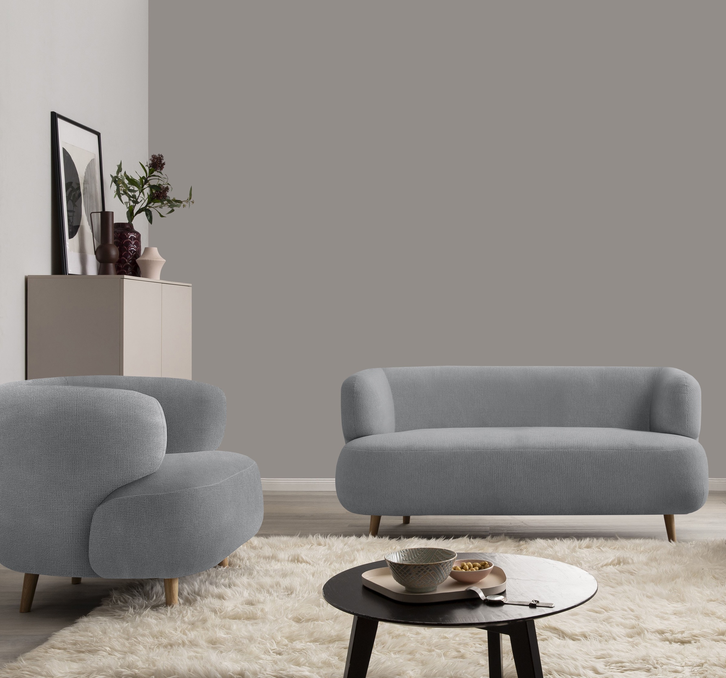 Home affaire Polstergarnitur »Tistam« 2-teilig, 2-Sitzer und Sessel, runde, günstig online kaufen