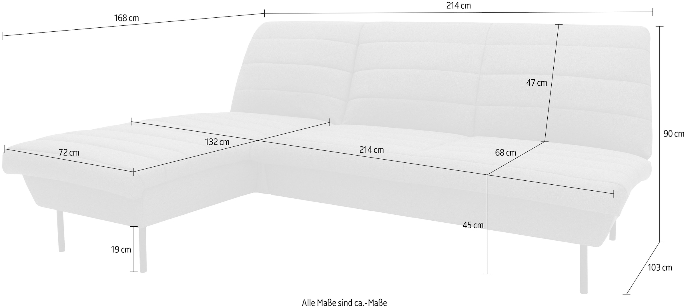 LOOKS by Wolfgang Joop Ecksofa »LOOKS IX L-Form«, Quersteppung, ohne Armlehnen