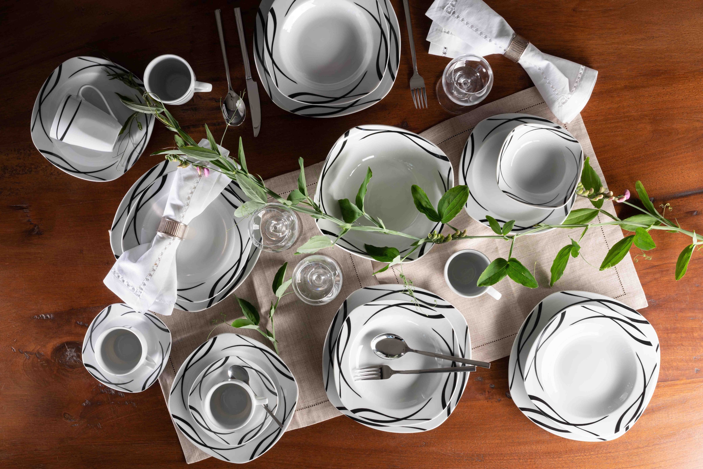 MÄSER Tafelservice »DECORA, Teller Set, Porzellan«