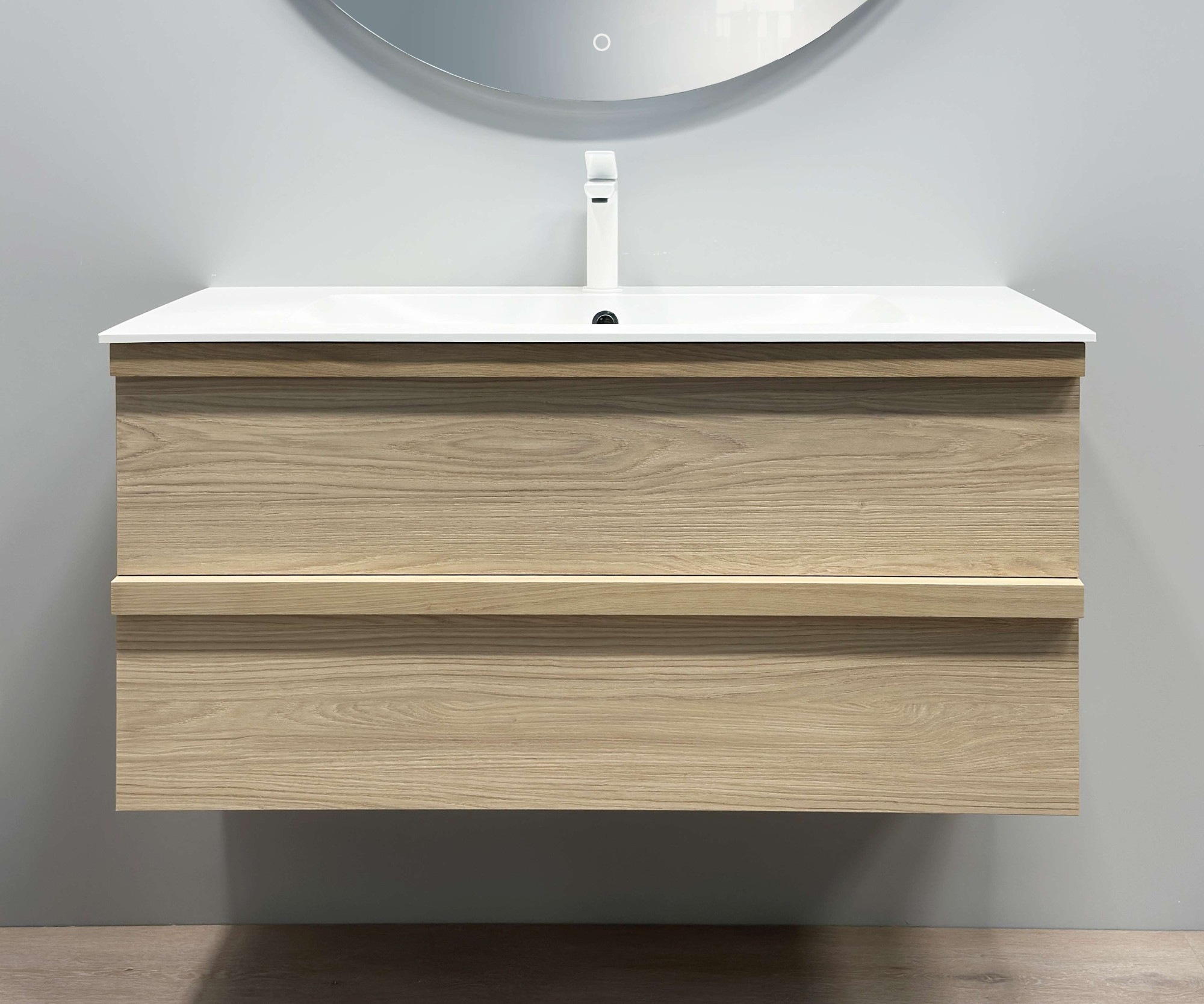 welltime Waschtisch »Pure Badmöbel Set Waschbecken mit Unterschrank«, in verschiedenen Breiten, 2 Schubladen, mit Soft-Close-Funktion, FSC®