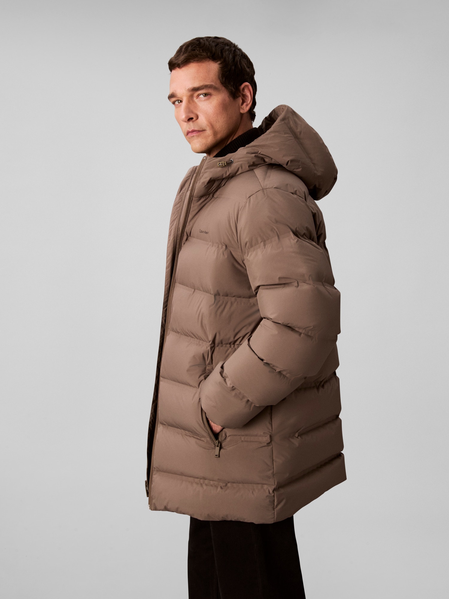 Calvin Klein Jeans Steppmantel »LS BONDED CHNNLD LONG HOODED PUF« Mit Rundhalsausschnitt, regular fit