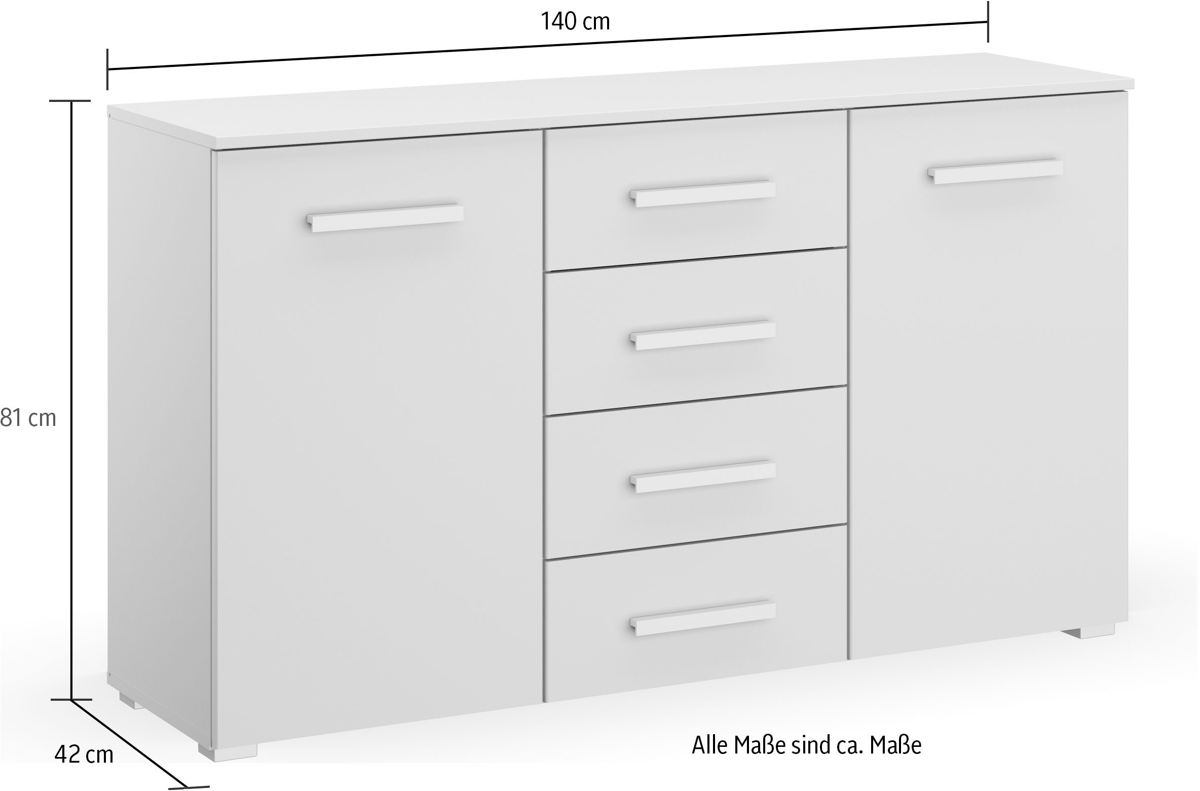rauch Schubkastenkommode »Sideboard Kommode Kombikommode KOLUNA mit Dekorfront«, mit 4 Schubkästen und 2 Türen sowie Metallgriffen MADE IN GERMANY