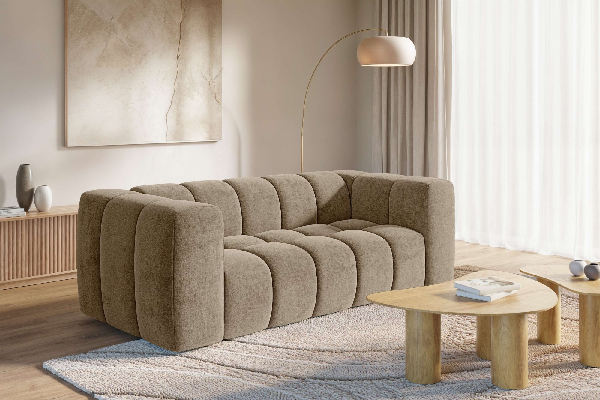 homsy by Ana Johnson 3-Sitzer »»L« BOUBELLE Design-Sofa, Bubble-Optik, Breite 217 cm« hoher Sitzkomfort dank Wellenunterfederung, L Sitztiefe 63 cm