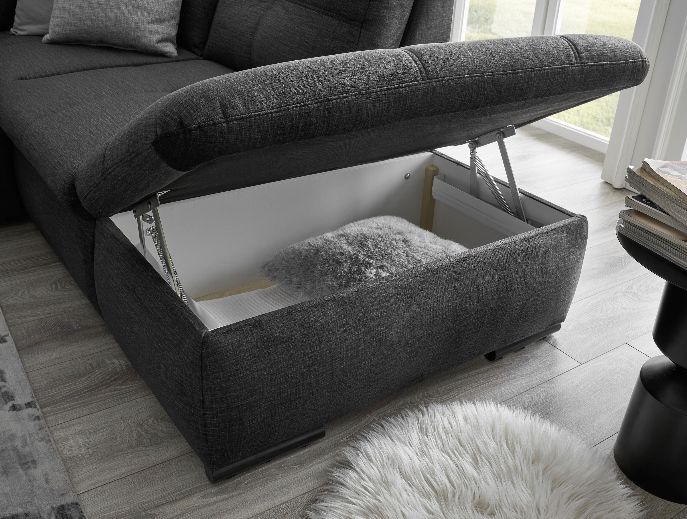 ED EXCITING DESIGN Ecksofa »Alija L-Form«, mit Bettfunktion, Bettkasten, Armteilverstellung & Kopfstützen