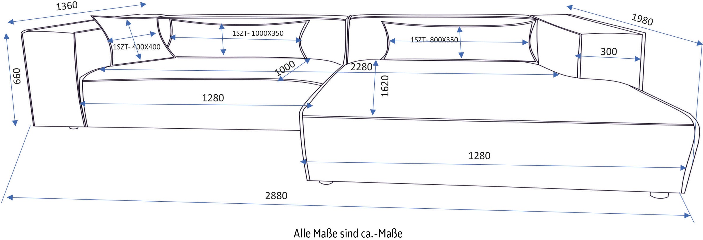 LeGer Home by Lena Gercke Ecksofa »PIARA XXL, Big-Sofa, Cord, Leinenoptik o. Strukturstoff, L-Form«, wahlweise Ottomane rechts/links, Kedernaht, extra tiefe Sitzfläche