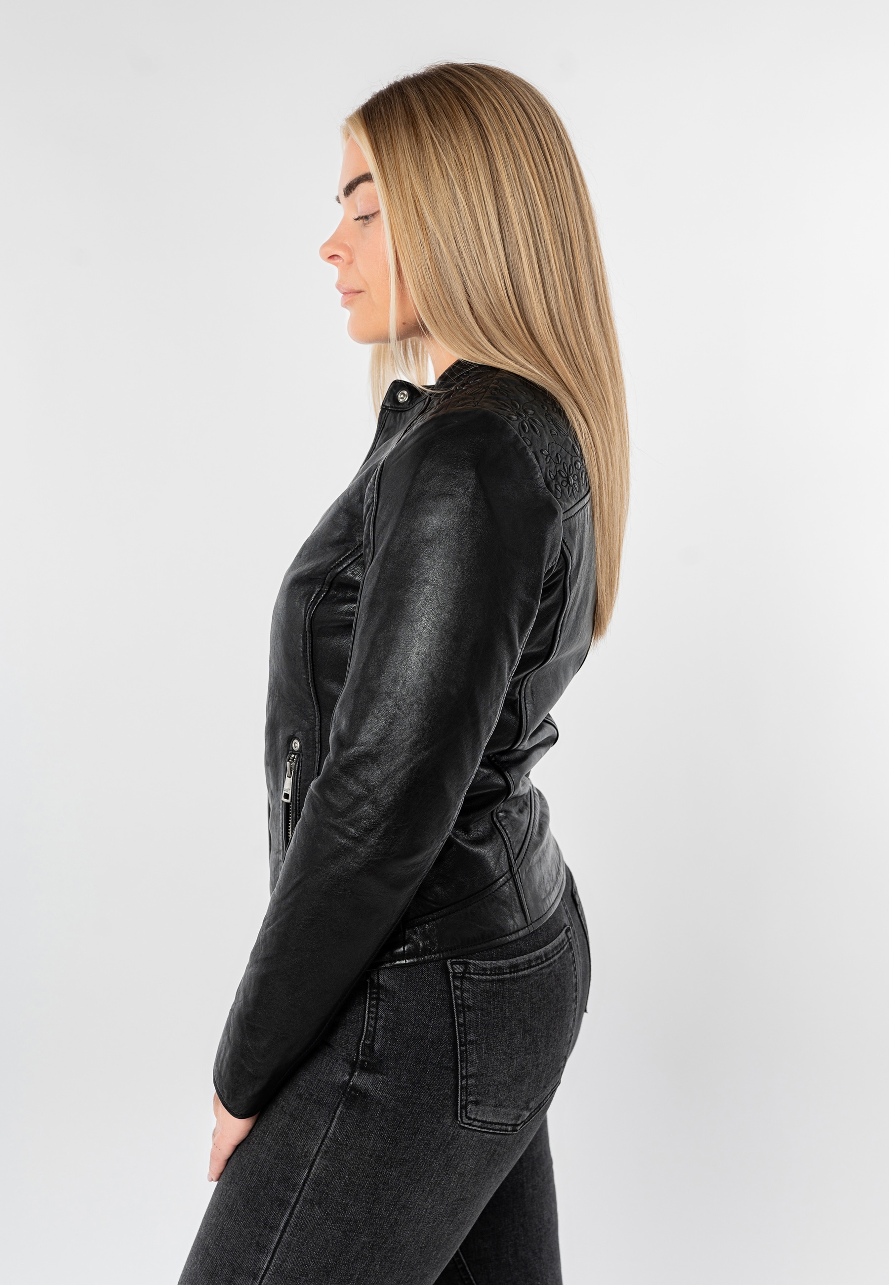 Mauritius Lederjacke »MWMabou« Bikerjacke mit dekorativer Schulterpartie