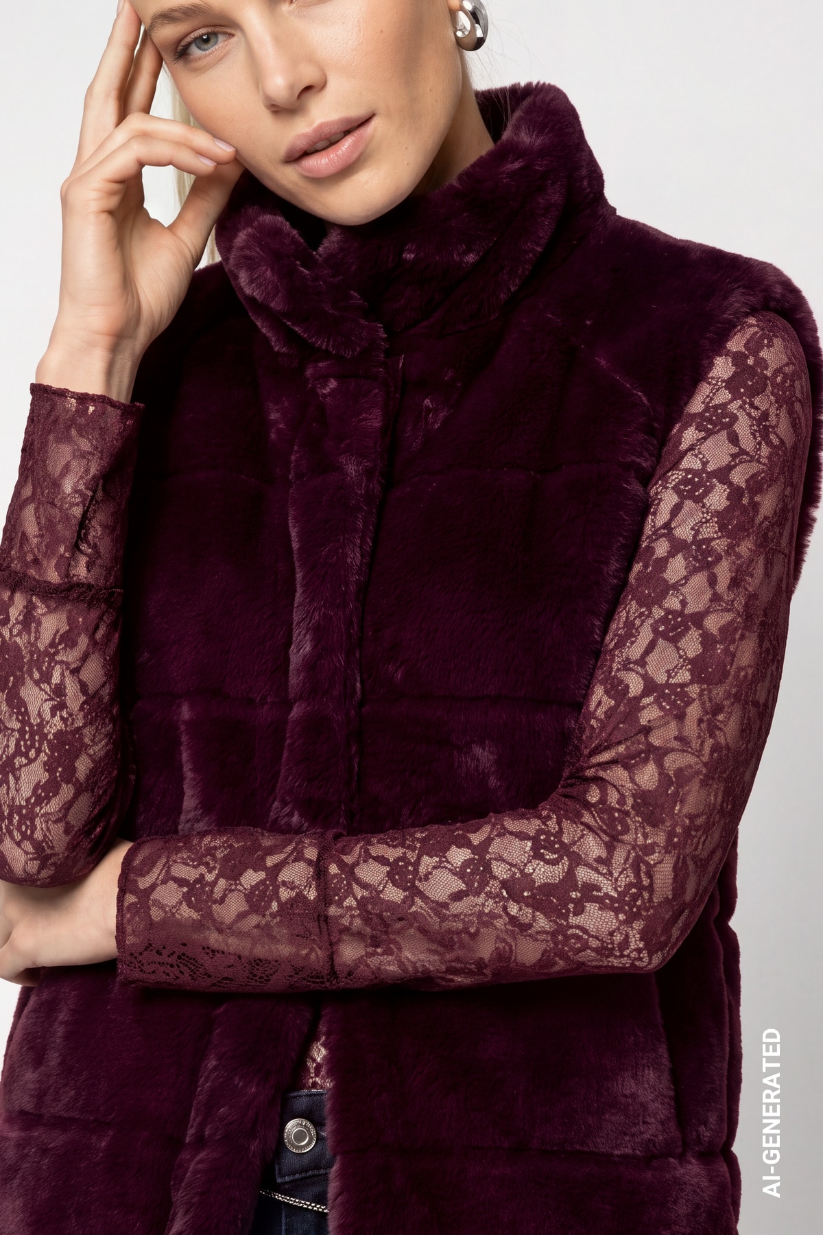 Monari Plüschweste »Weste Basic Fake Fur« Regular fit mit Stehkragen