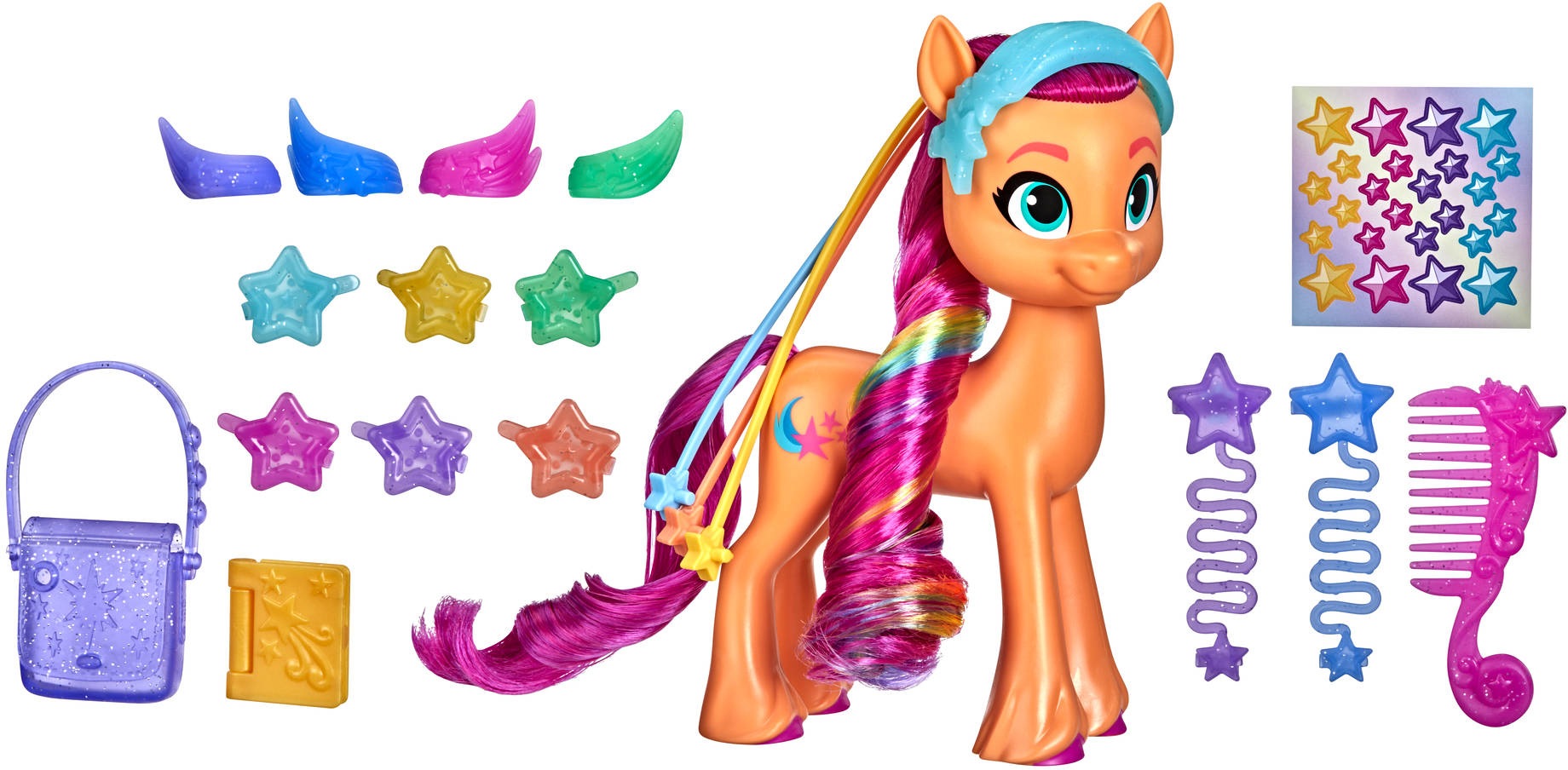 Hasbro Spielfigur »My Little Pony, A New Generation - Regenbogenmähne Sunny Starscout«, mit langen, pinkfarbenen Haaren und Sternschnuppen-Schönheitsfleck