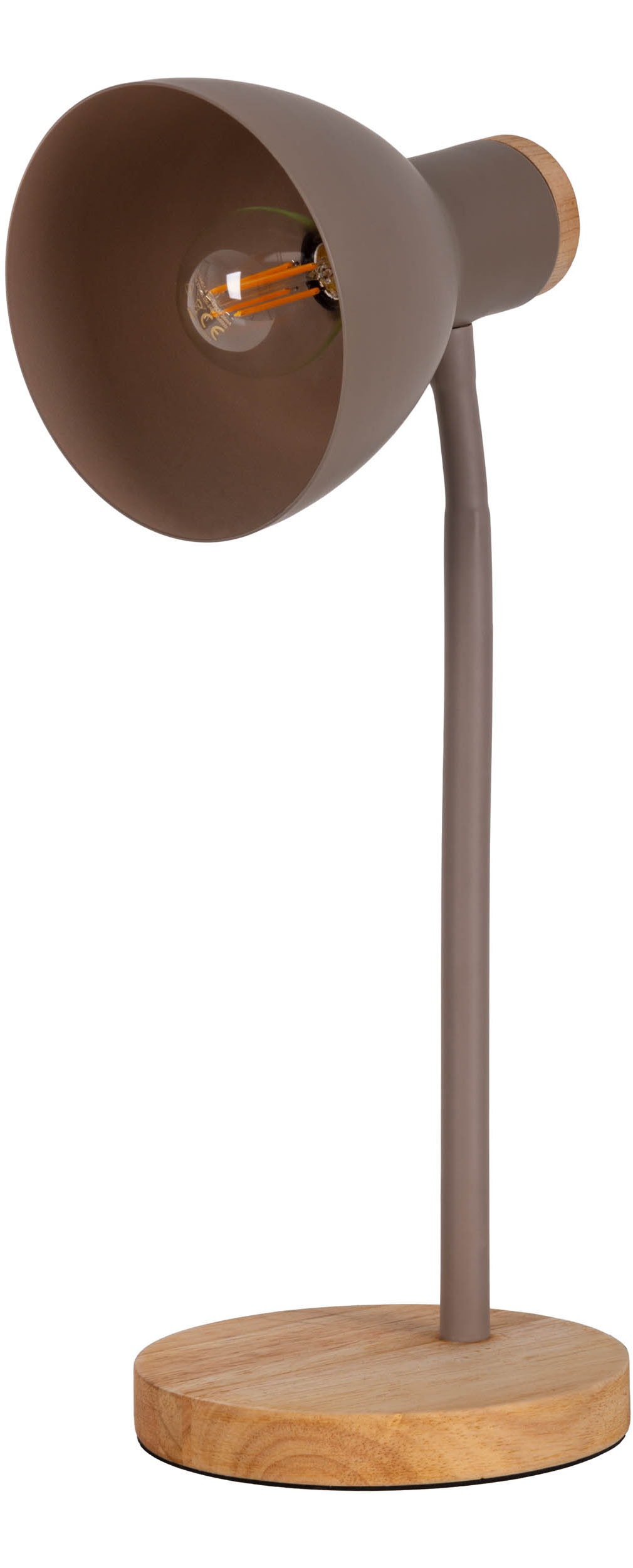 näve Schreibtischlampe »Marie«, 1 flammig, Leuchtmittel E14 | ohne Leuchtmittel, Fuß und Schirm z.T. aus Holz, Schirm flexibel beweglich, E14
