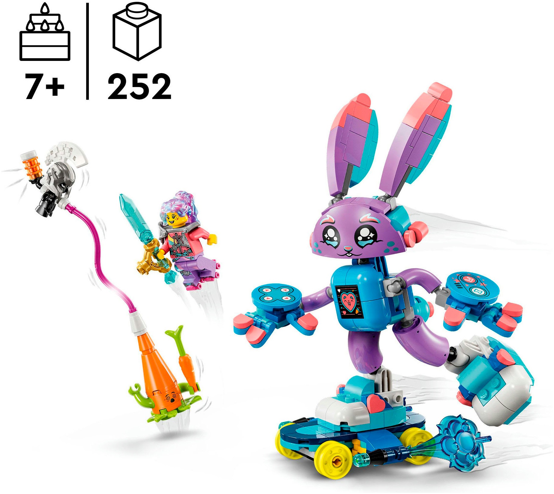 LEGO® Konstruktionsspielsteine »Izzie und Bunchurro der Gaming-Hase (71490), LEGO DREAMZzz«, (252 St.), Made in Europe