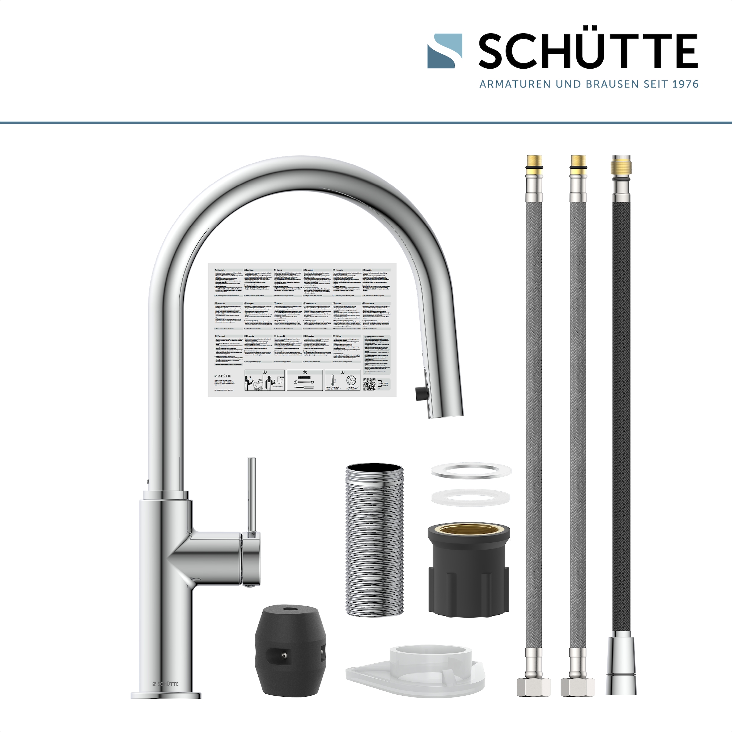 Schütte Spültischarmatur »BLACKPOOL« energiesp. Cold-Start-Funkt., 360° schwenkbar, ausziehbarer Schlauch