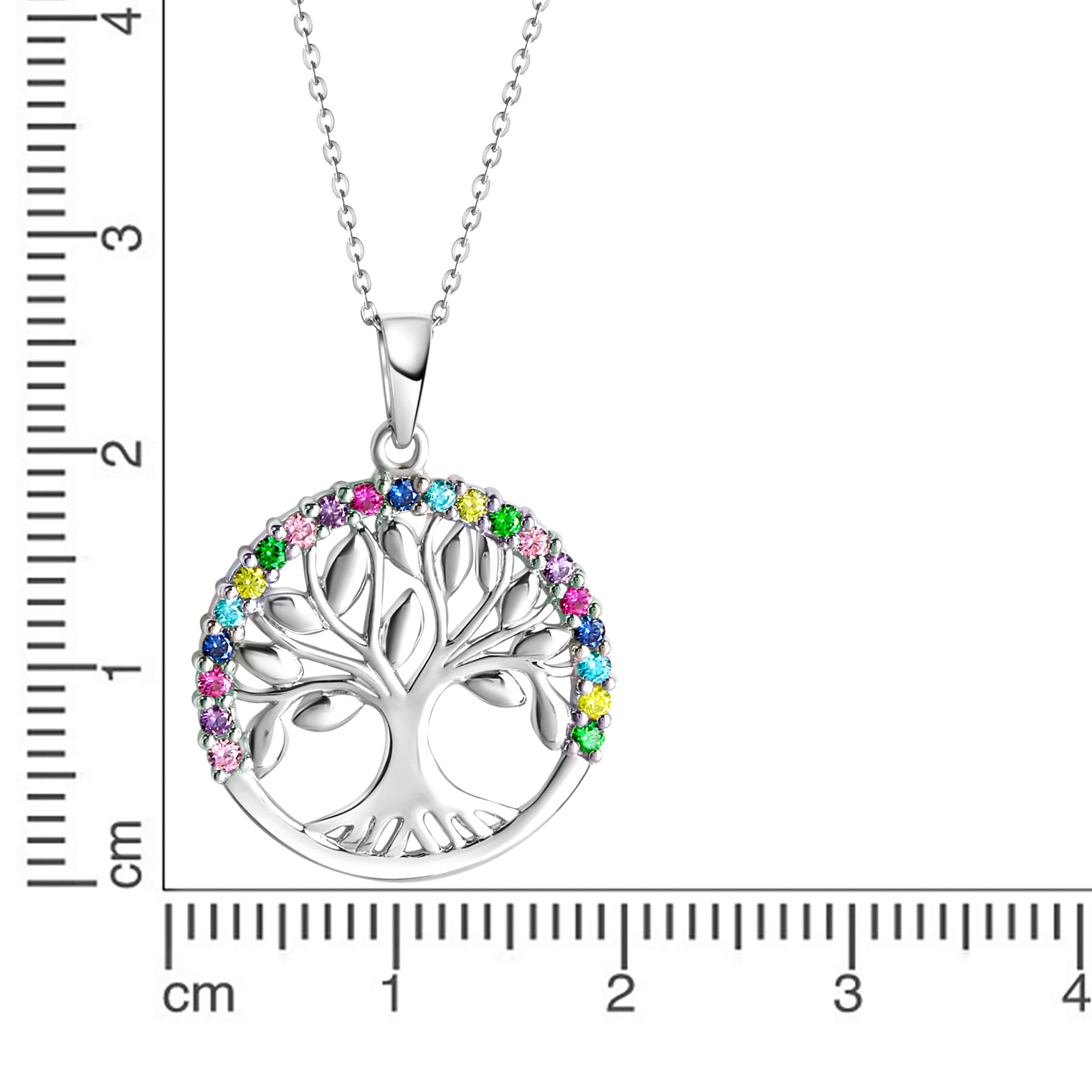 Zeeme Kette mit Anhänger »Silber 925 rhodiniert mit Lebensbaum-Motiv und Zirkonia-Steinen«