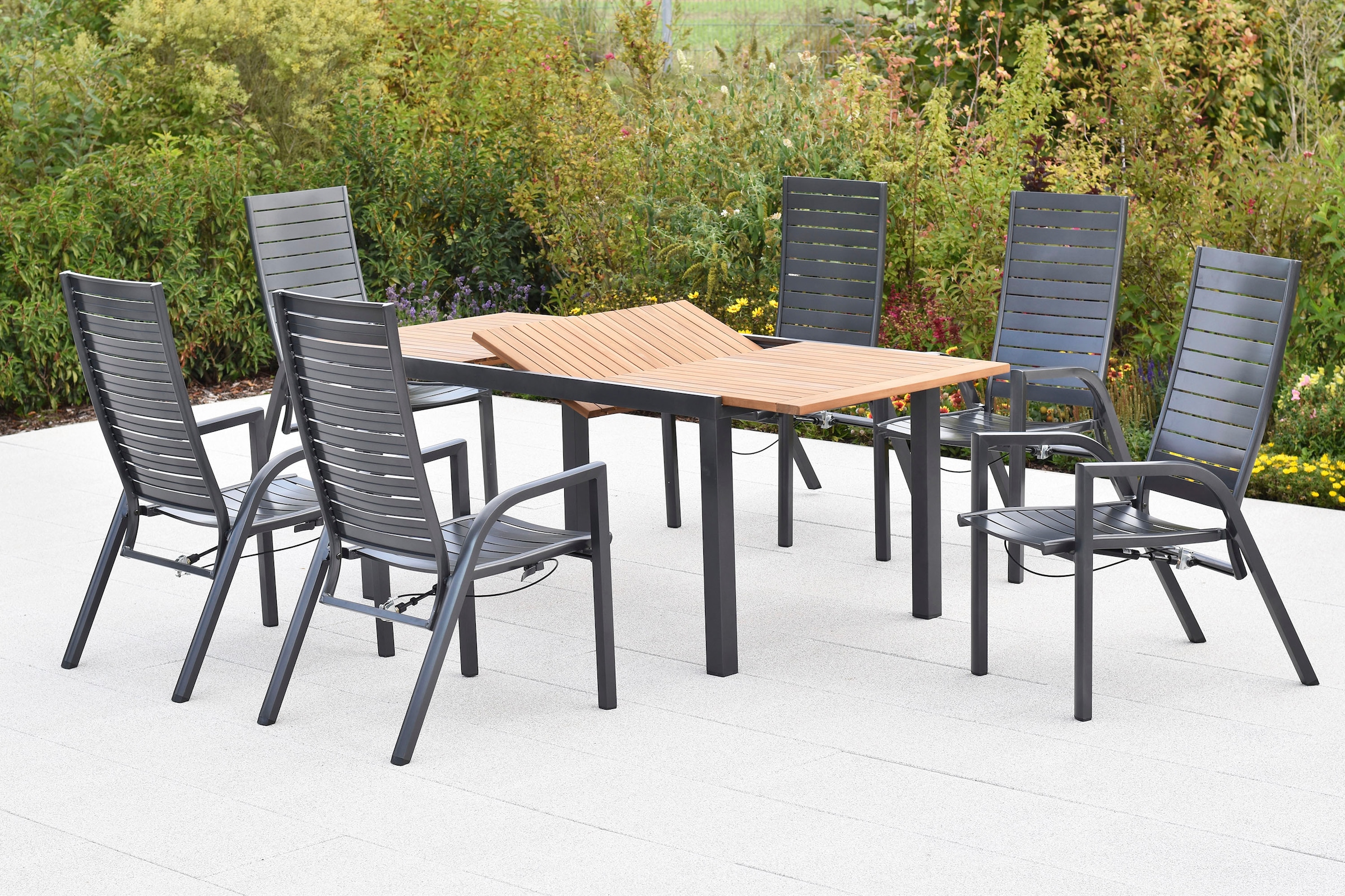 MERXX Garten-Essgruppe »»Siros««, (Set, 7 tlg.), Rückenlehne verstellbar durch Gasdruckfeder