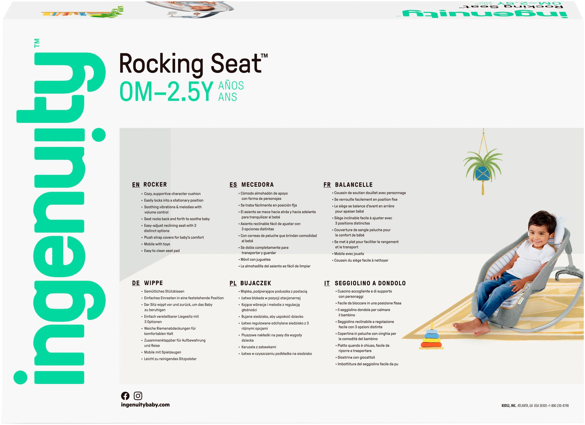 ingenuity Babywippe »Rocking Seat - Bella Teddy«, mit Sound-Effekt