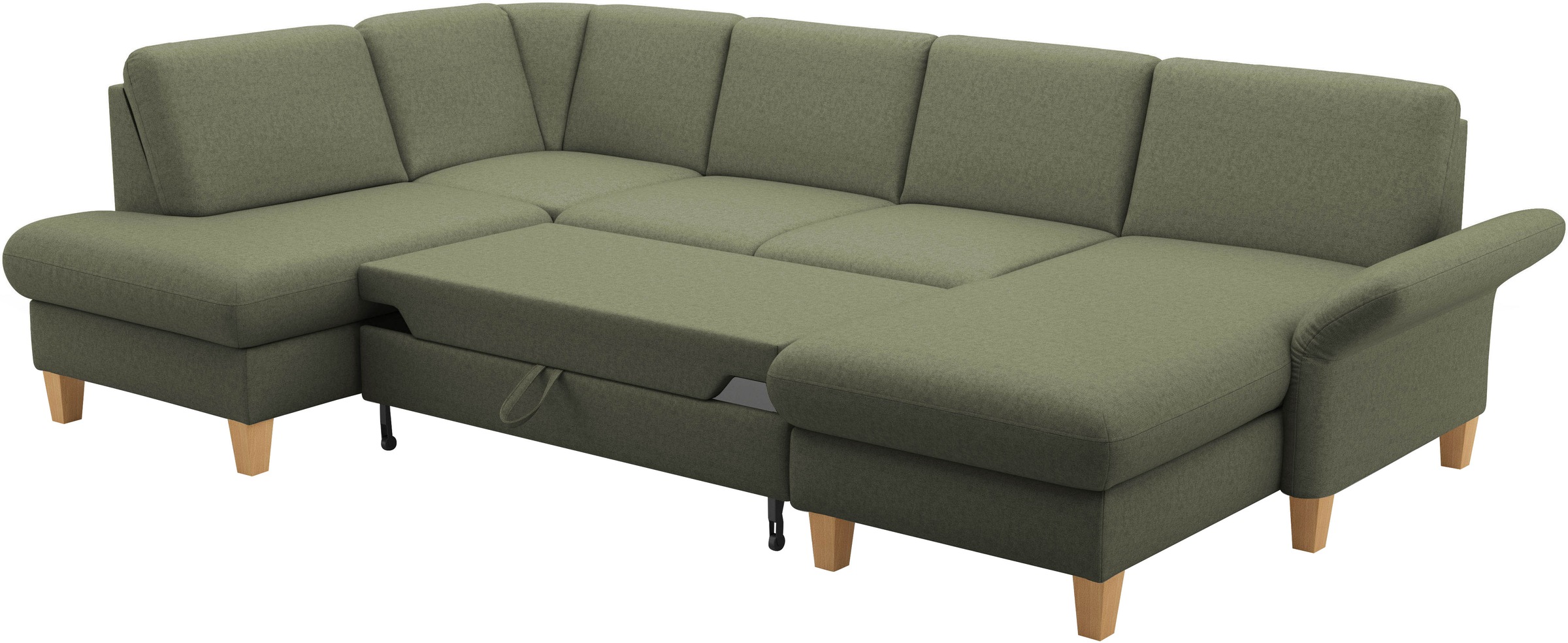 Home affaire Wohnlandschaft »Rochelle, U-Form«, optional mit Armteilverstellung, mit Bettfunktion & Bettkasten