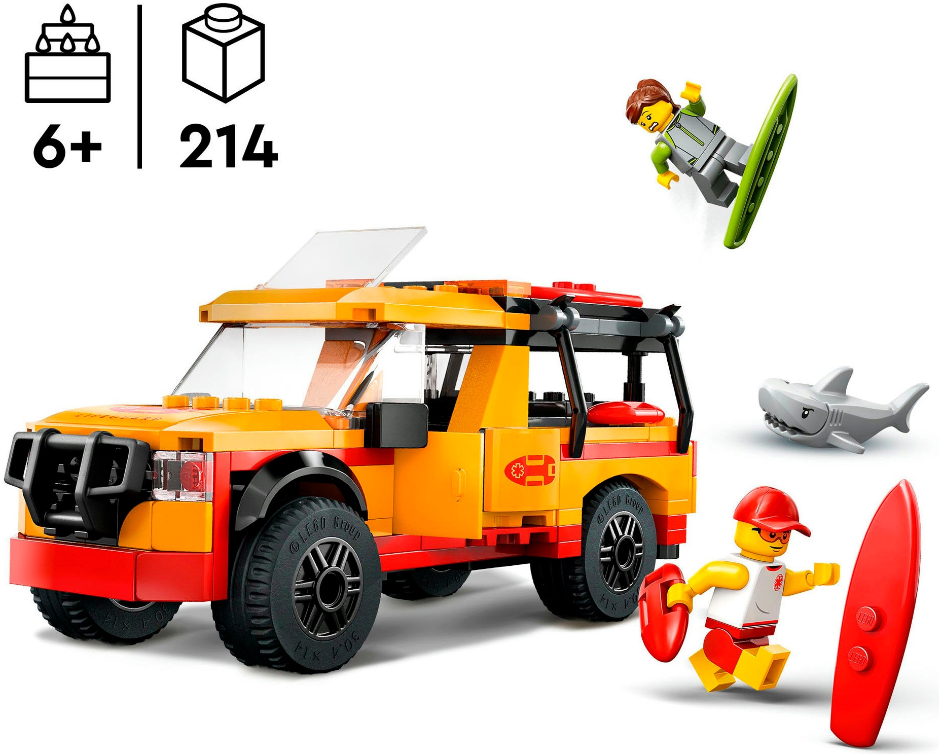 LEGO® Konstruktionsspielsteine »Einsatzfahrzeug der Rettungsschwimmer (60453), LEGO City«, (214 St.), Made in Europe