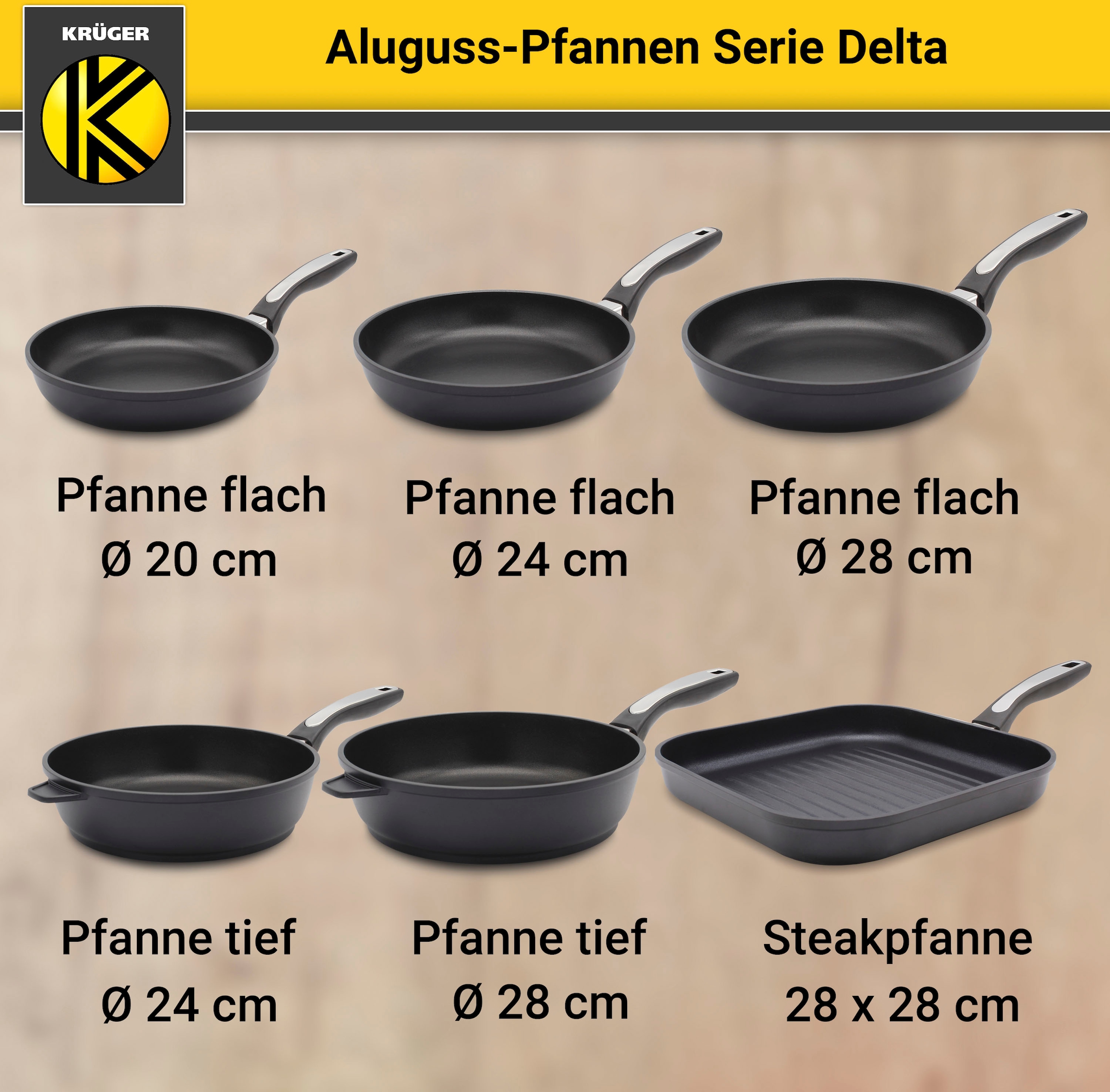 Krüger Bratpfanne online Induktion Aluminiumguss, »Delta«, bestellen