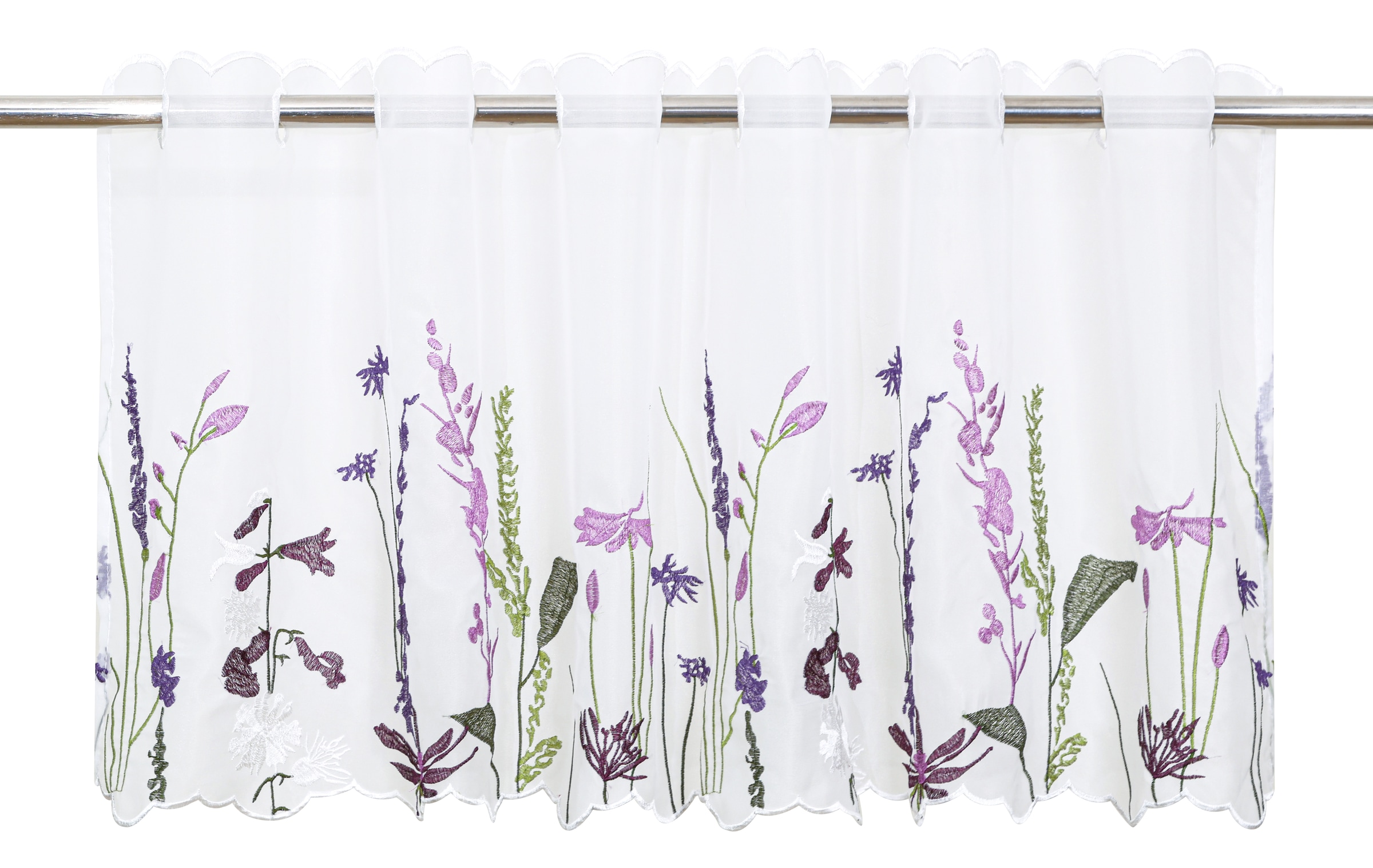 OTTO home Scheibengardine »Bille« Durchzuglöcher 1 Stk. tlg. transparent, mit einseitiger Stickerei, waschbar, Blumen