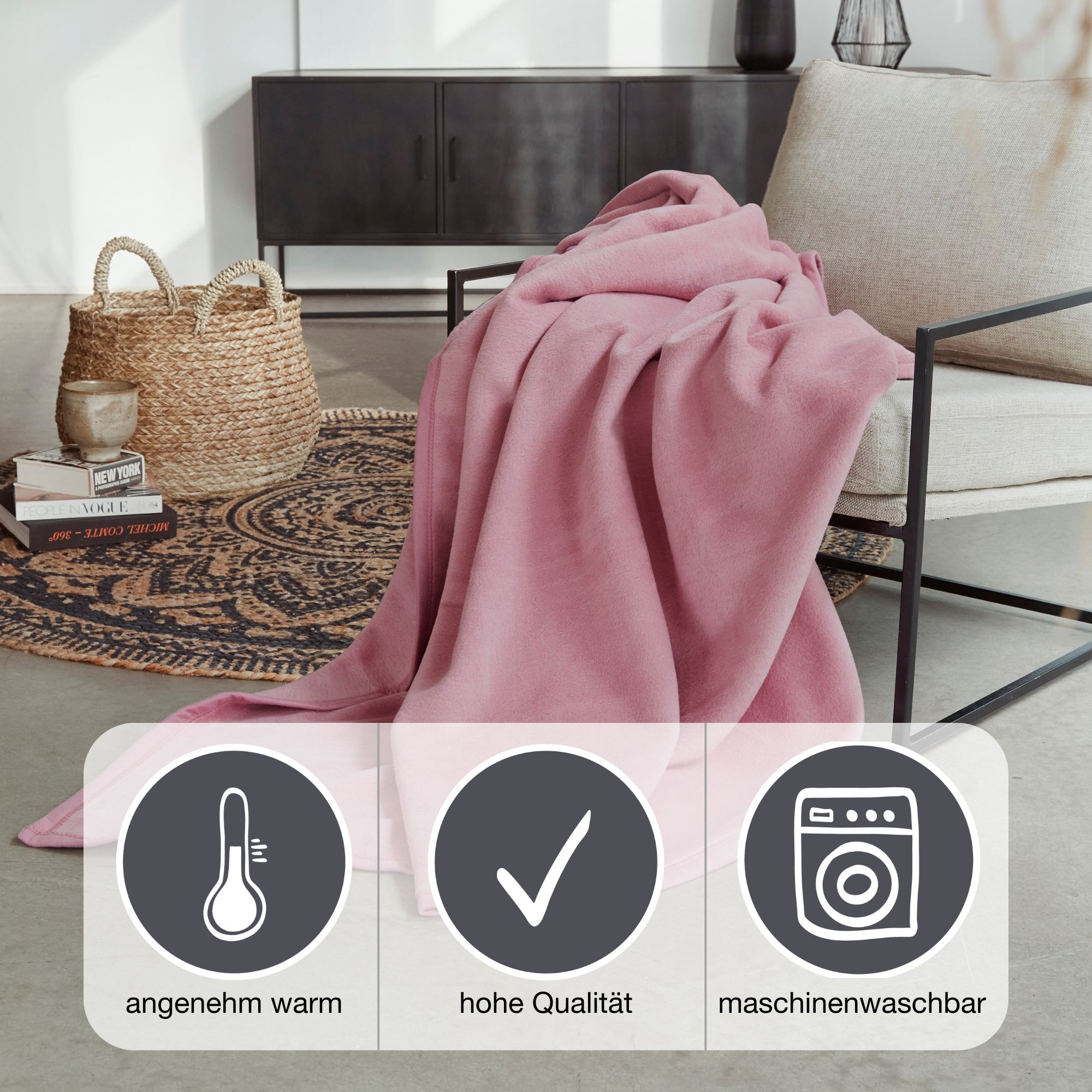 IBENA Wohndecke »Luxus«, verschiedene Größen, unifarbenes Design, Kuscheldecke