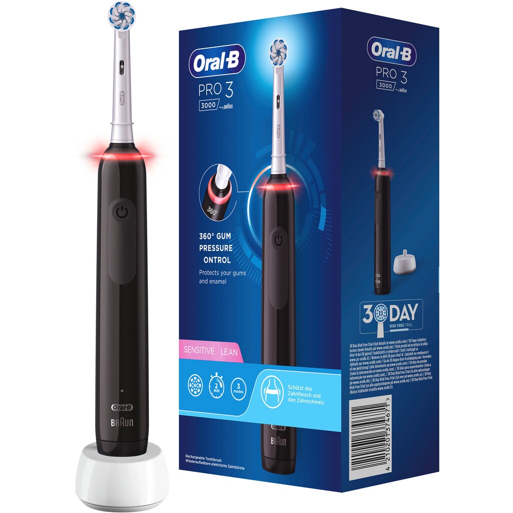 Oral-B Elektrische Zahnbürste »Pro 3 3000 Sensitive Clean«, 1 St. Aufsteckbürsten