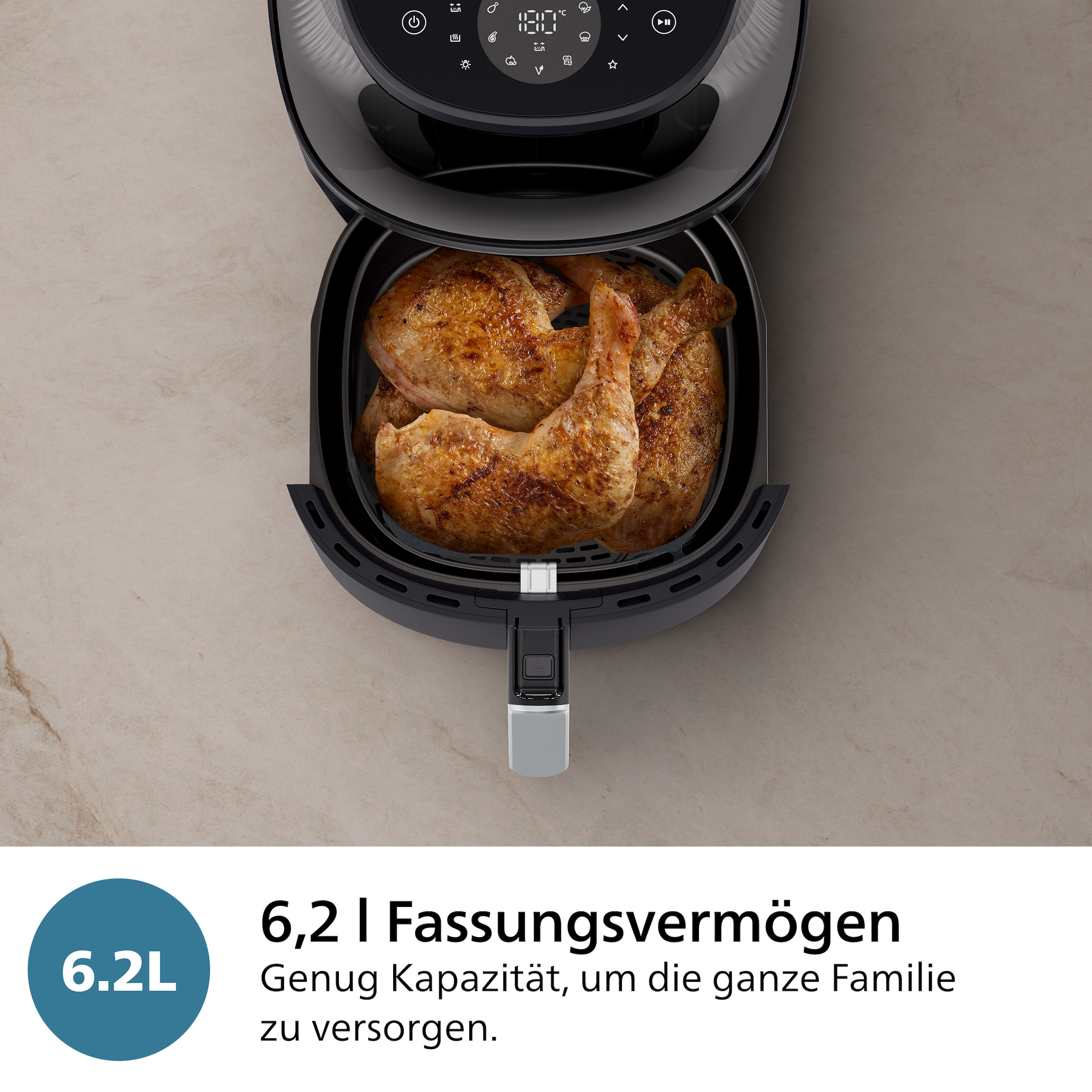 Philips Heißluftfritteuse »Airfryer 3000 NA332/00, mit 6.2L, Sichtfenster«, 1700 W, RapidAir Plus Technologie und 16 Kochfunktionen; Schwarz/Kupfer