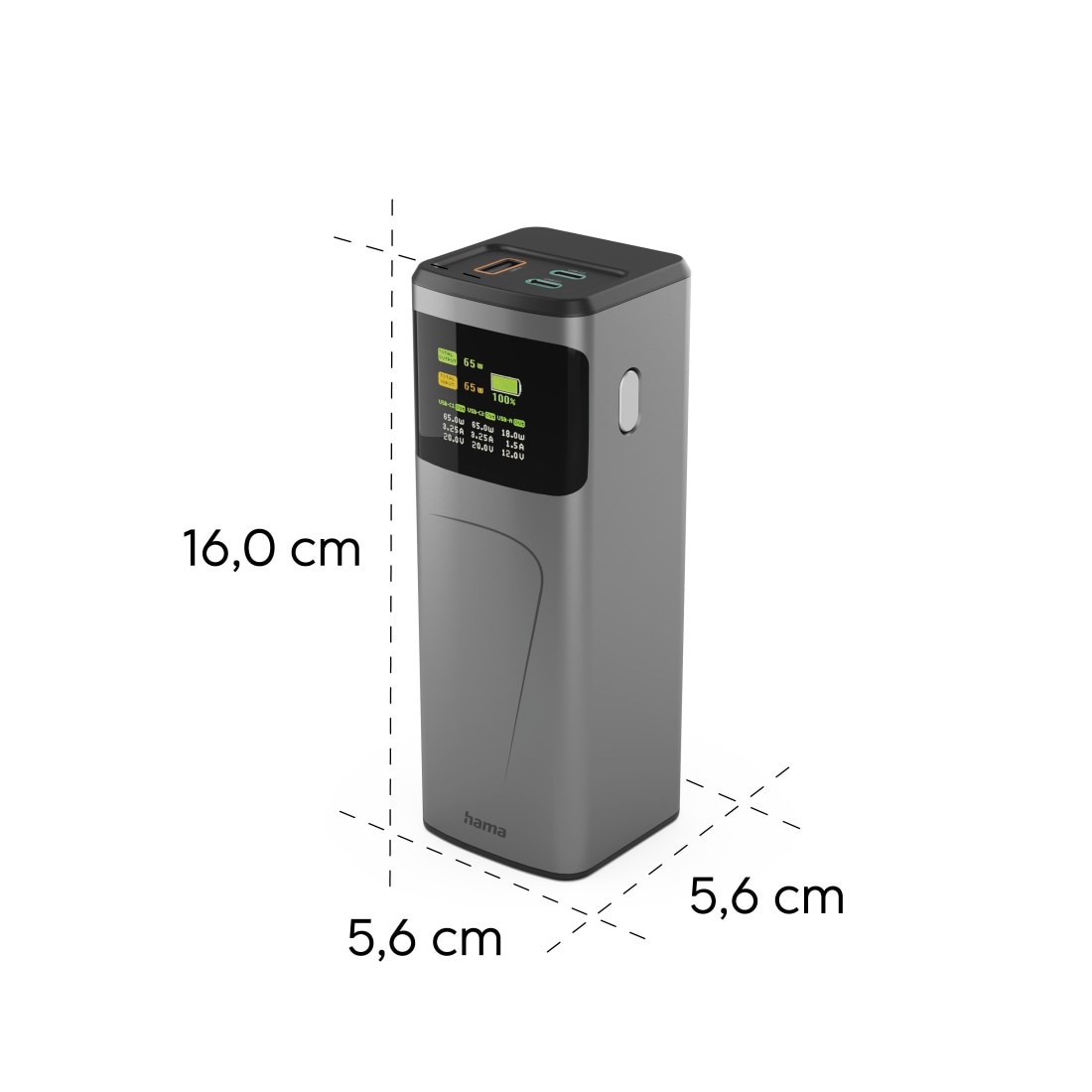 Hama Powerbank »Powerbank (65 W, 20000 mAh, 2x USB-C, 1x USB-A, Schnellladen)« 4.900 mAh