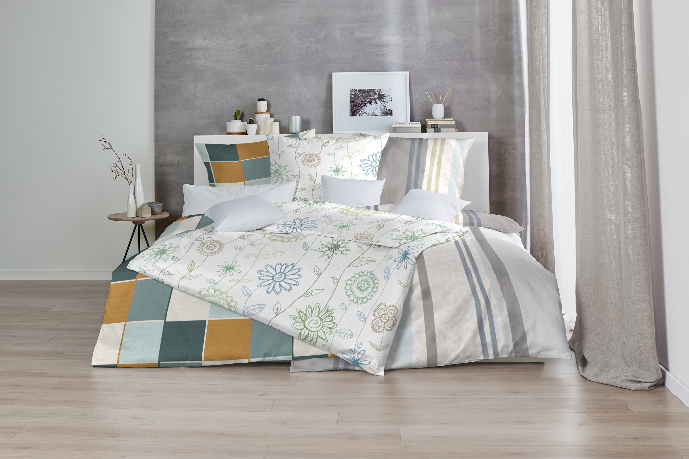 Primera Bettwäsche »Feinbiber-Bettwäsche Frida« 2 Stk. tlg. mit fröhlichem Blumenmuster