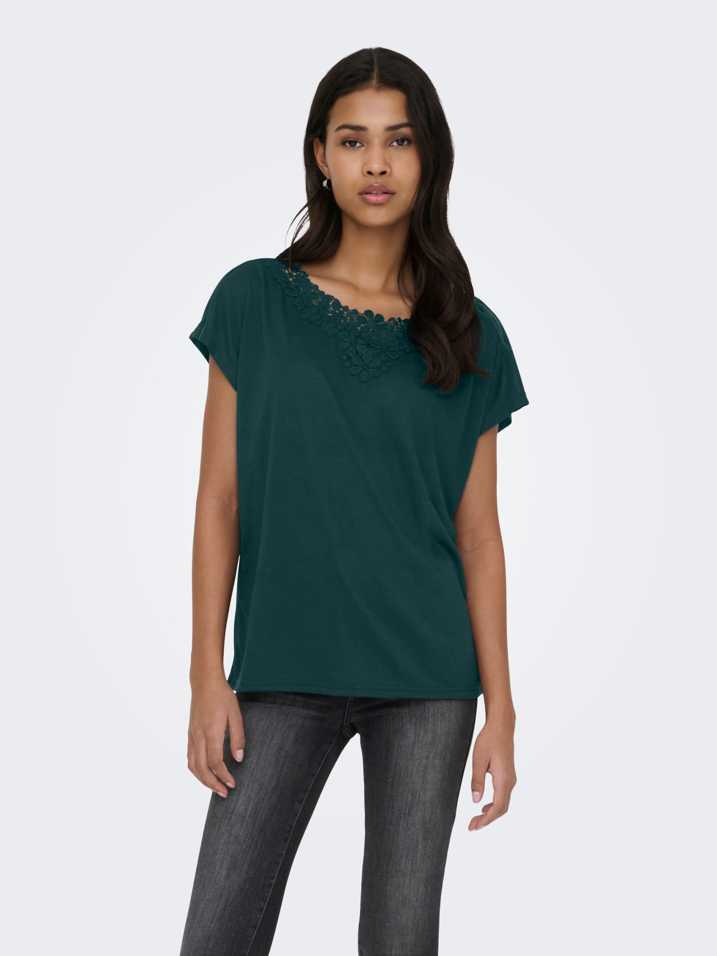 ONLY Spitzenshirt »ONLWINNIE S/S TOP CS JRS« Polyester, regular fit