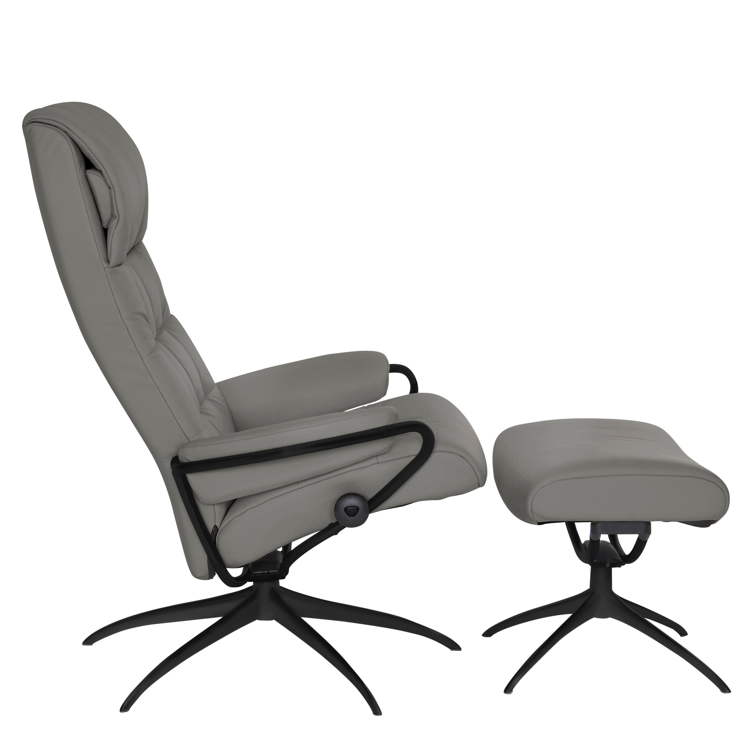 Stressless® Relaxsessel »London«, (Set, Relaxsessel mit Hocker), mit Hocker, High Back, mit Star Base, Gestell Schwarz