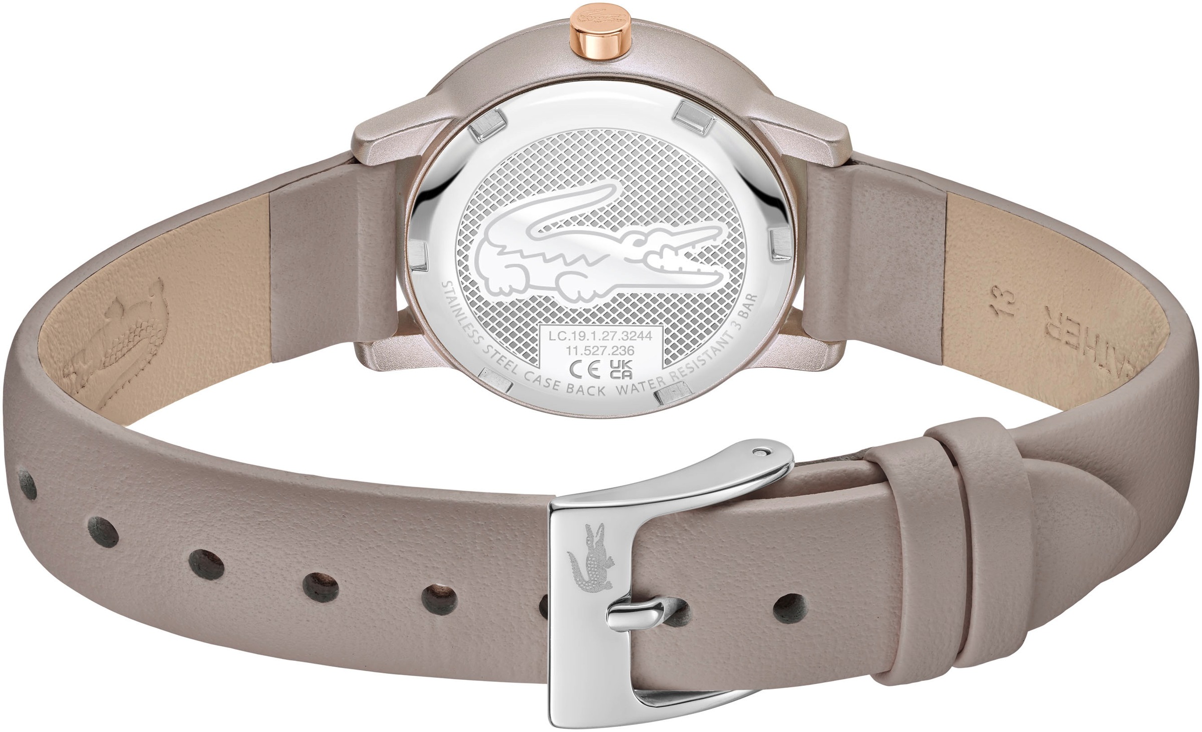 Lacoste Quarzuhr »LACOSTE 12.12 SWIFT«, Armbanduhr, Damenuhr, Lederarmband, analog