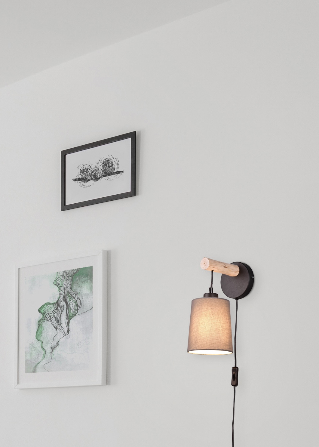 andas Wandleuchte »Pitholm«, 1 flammig-flammig, mit bestellen Stoffschirm, Wandlampe naturbelassenem Echtholz FLEX aus online Connect