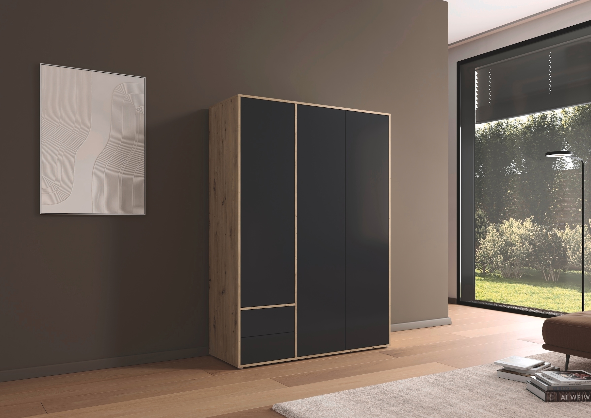rauch Drehtürenschrank »Kleiderschrank Schrank Garderobe Wäscheschrank NABILA viel Stauraum«, (in 3 verschiedenen Ausstattungen BASIC/CLASSIC/PREMIUM), mit 2 Schubladen und Push-to-Open Funktion TOPSELLER MADE IN GERMANY