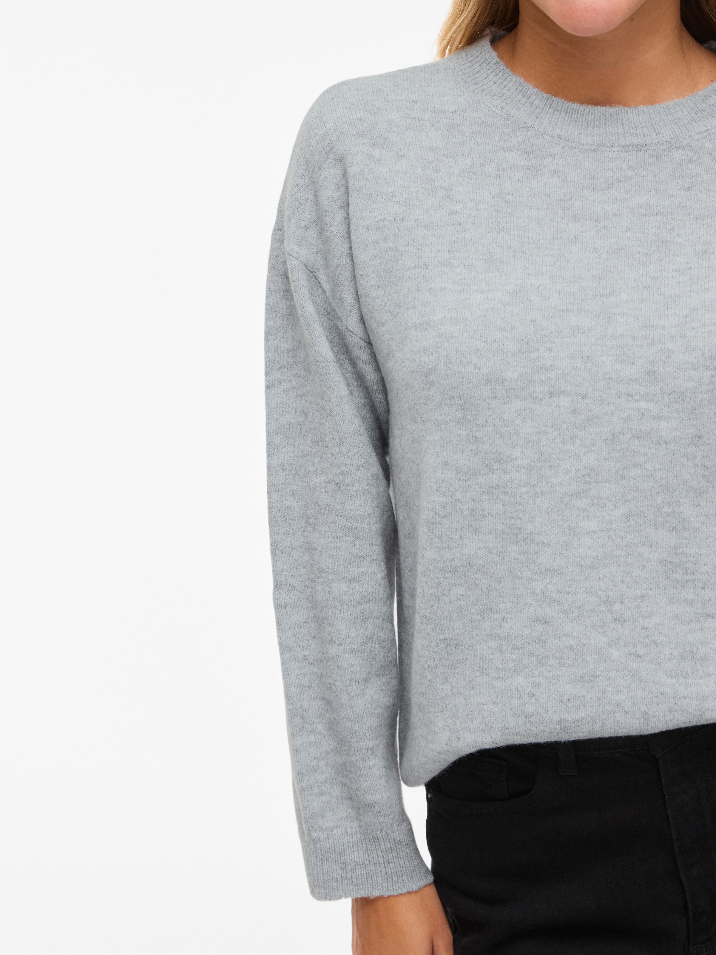 Vila Strickpullover »VILIGA L/S O-NECK KNIT TOP - NOOS« Materialmix, relaxed fit