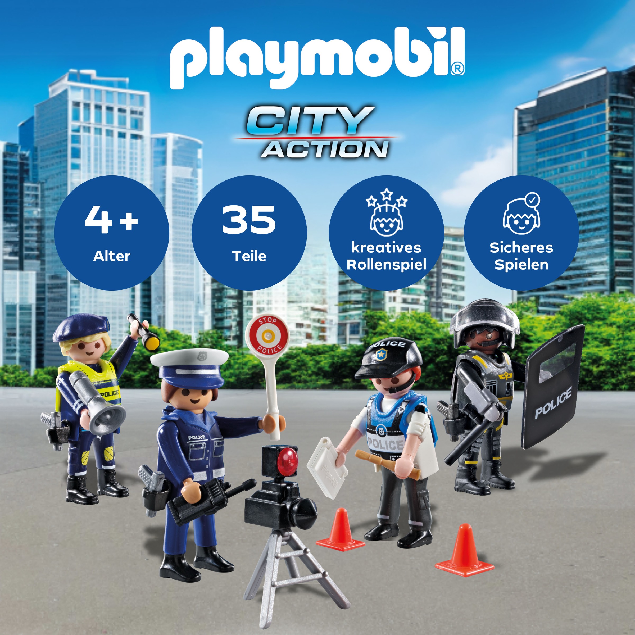 Playmobil® Konstruktions-Spielset »Figurenset Polizei (71730), Playmobil Action Heroes«, (35 St.), Made in Europe