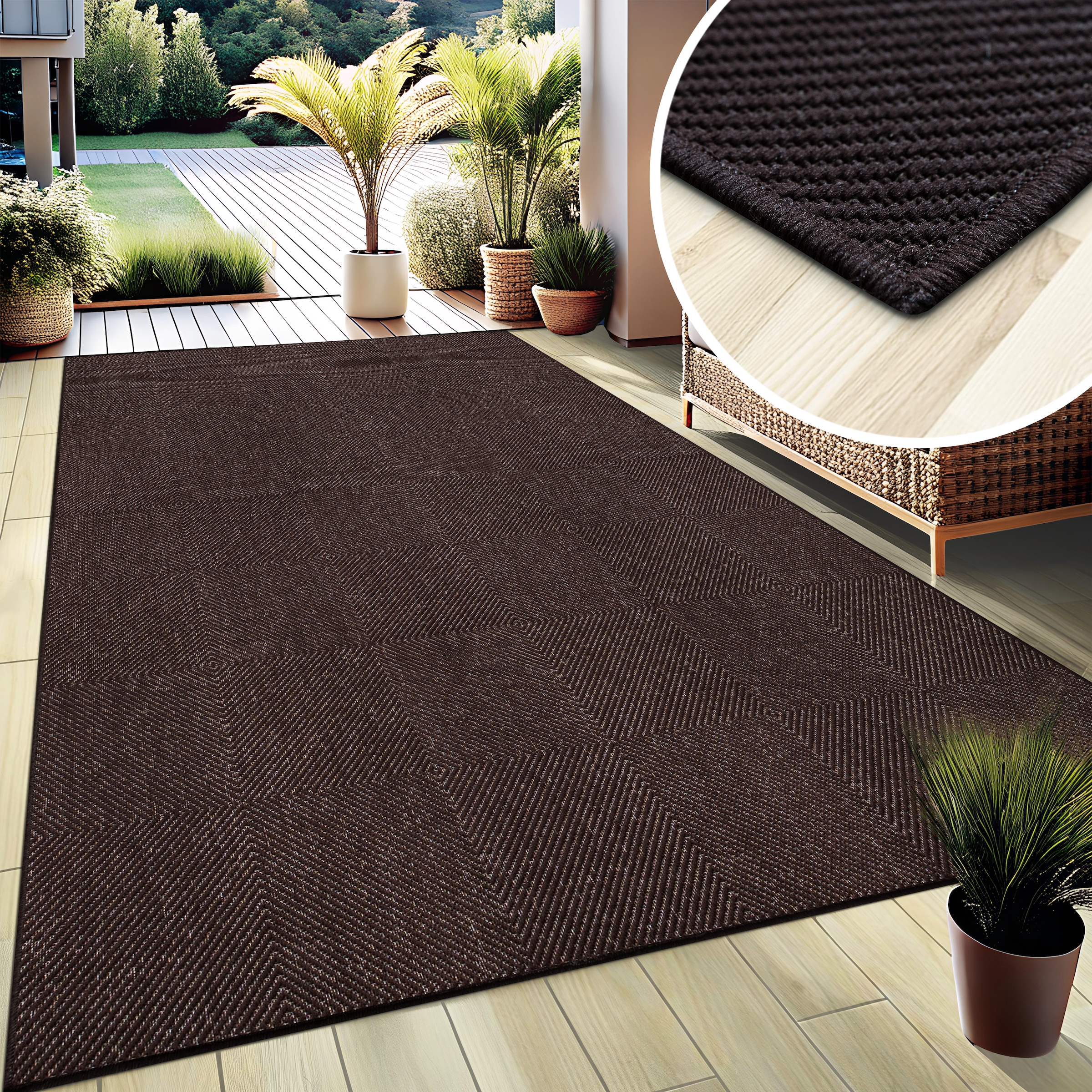 my home Teppich »Anna, auch als Läufer erhältlich«, rechteckig, 3 mm Höhe, In- und Outdoor geeignet, Sisal-Optik, Wetterfest & UV-beständig