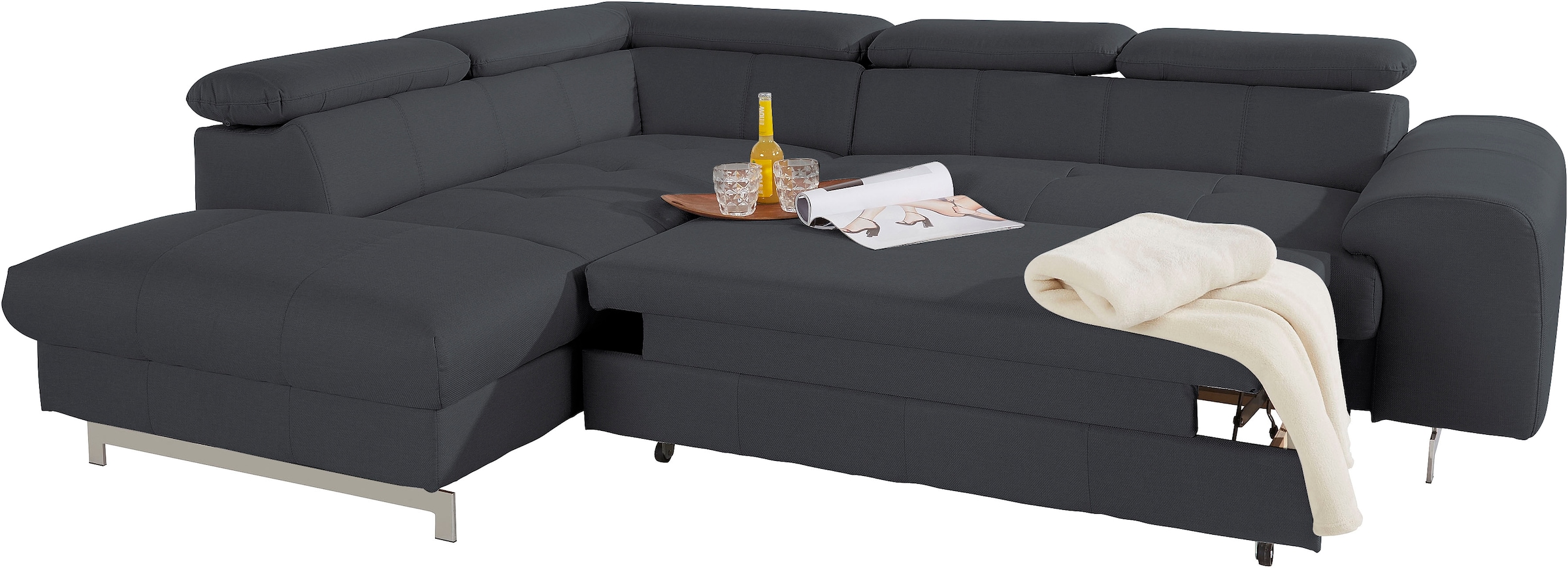 COTTA Ecksofa »Chef L-Form«, mit Kopfteilverstellung, wahlweise mit Bettfunktion & Bettkasten