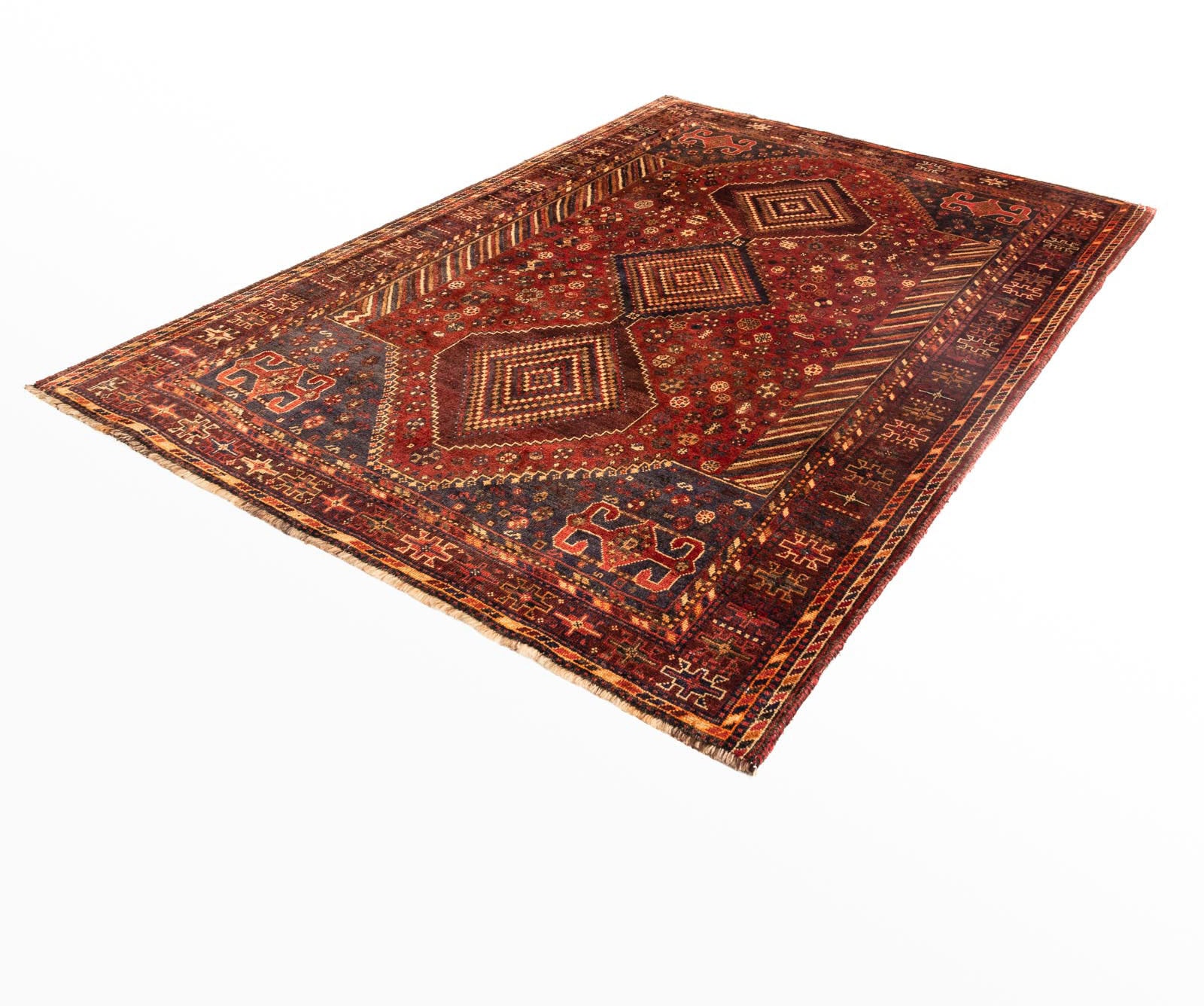 Wollteppich „Shiraz Medaillon 254 x 163 cm“, rechteckig, Unikat mit Zertifikat Hellrot 1 mm B/L: 163 cm x 254 cm – 1 mm