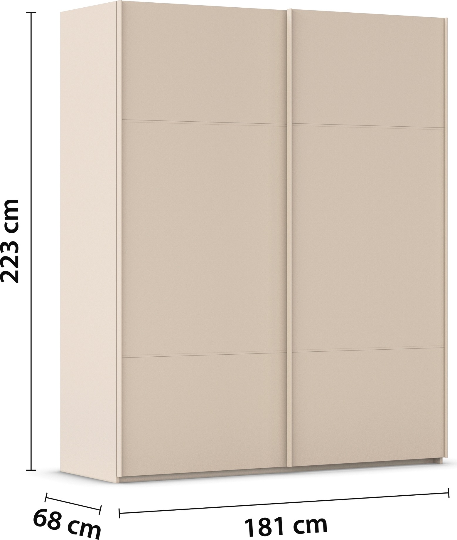 rauch Schwebetürenschrank »Kleiderschrank Schrank Garderobe Schlafzimmerschrank SCALE-TRIO«, edle dreigeteilte Front, 2 Zierleisten in Griff-Farbe MADE IN GERMANY