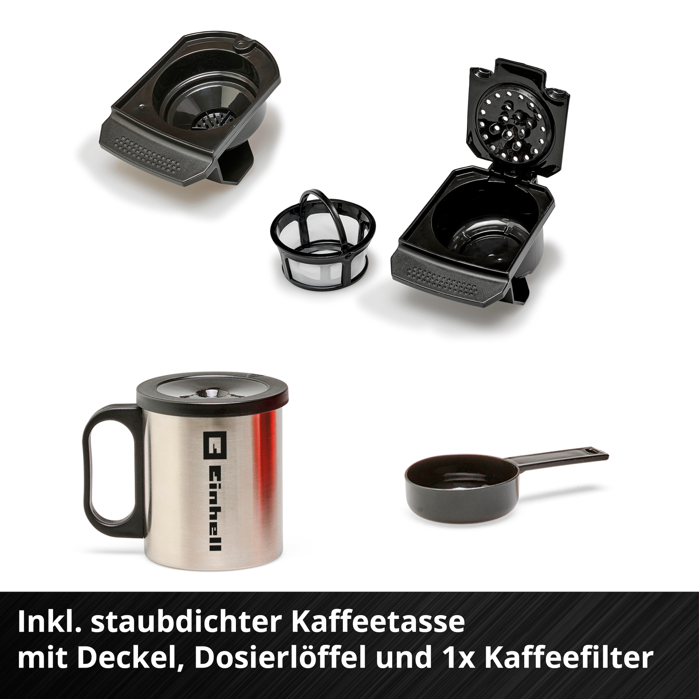 Einhell Kaffeepadmaschine »Power X-Change TE-CF 18 Li-Solo«, 0,24 l Kaffeekanne, Korbfilter