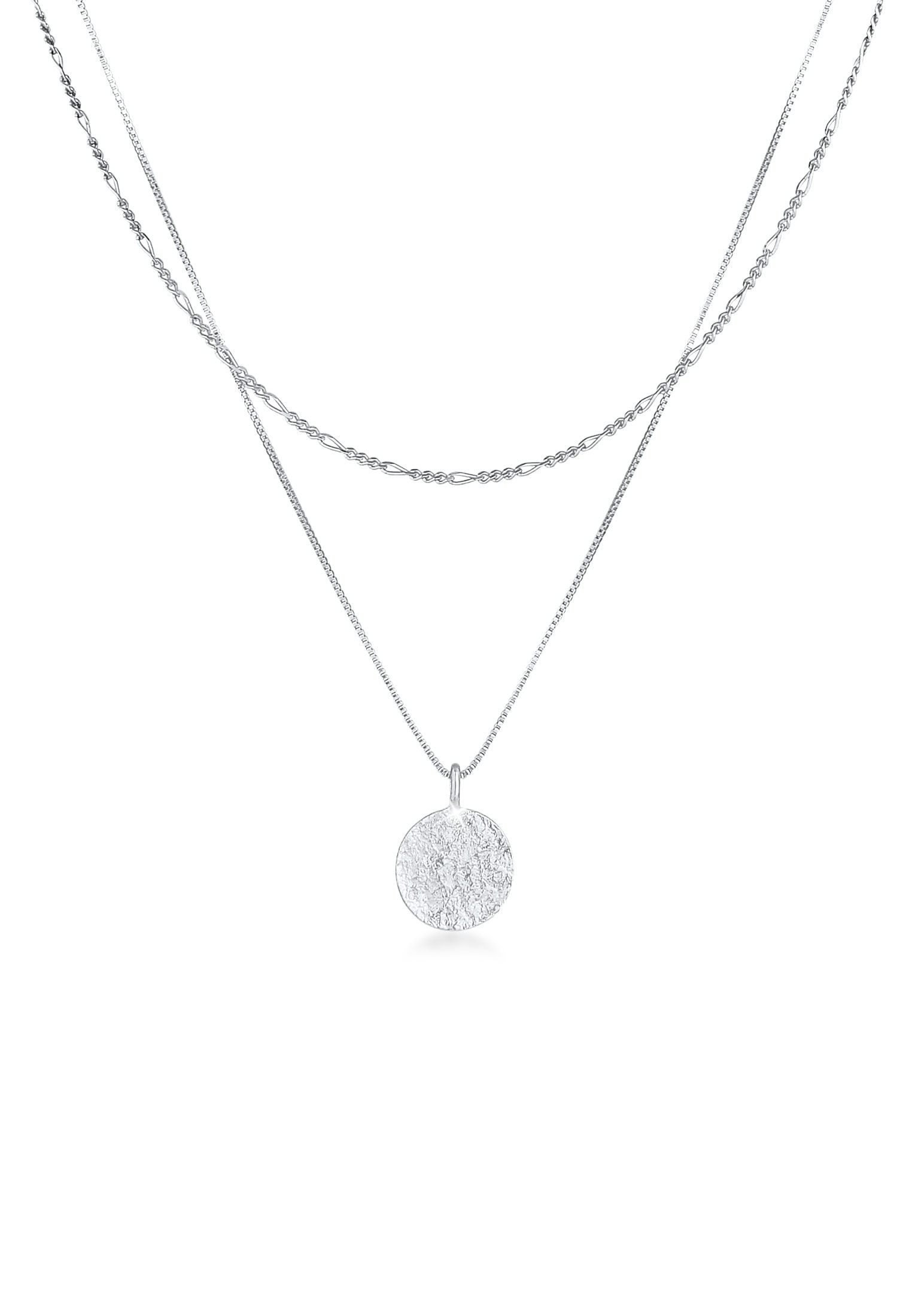 Kuzzoi Kette mit Anhänger »Herren Layer Figaro Venezianer Plättchen 925 Silber«
