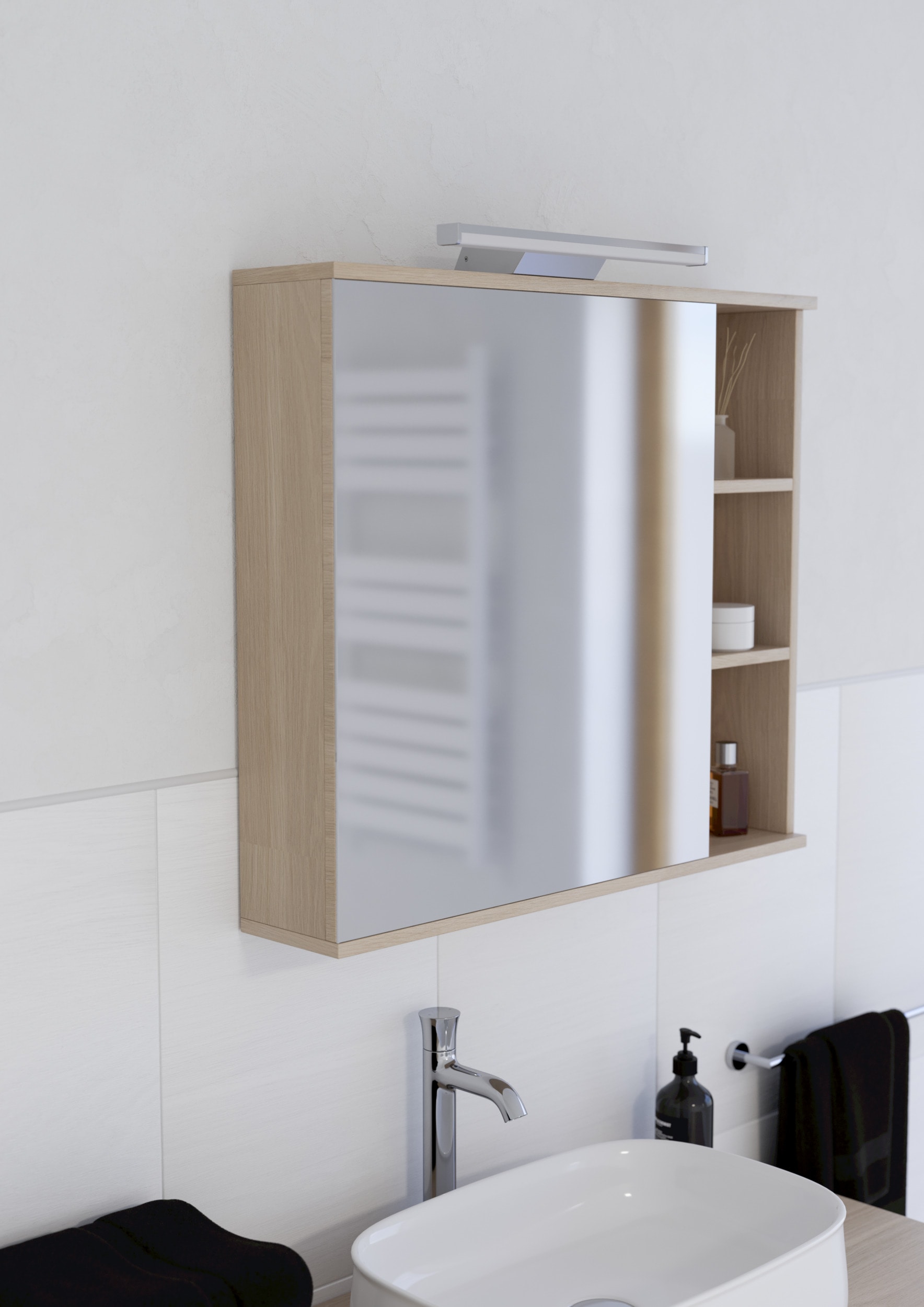 EGLO Spiegelleuchte »REGELLO-Z Spiegellampe - Kunststoff, Alu - LED - 12W - IP44« LED-Modul 1 Stk. Kaltweiß | Neutralweiß | RGB | Warmweiß Wandlampe, Badezimmerlampe, Bad, L60 x H4 x AL13 cm